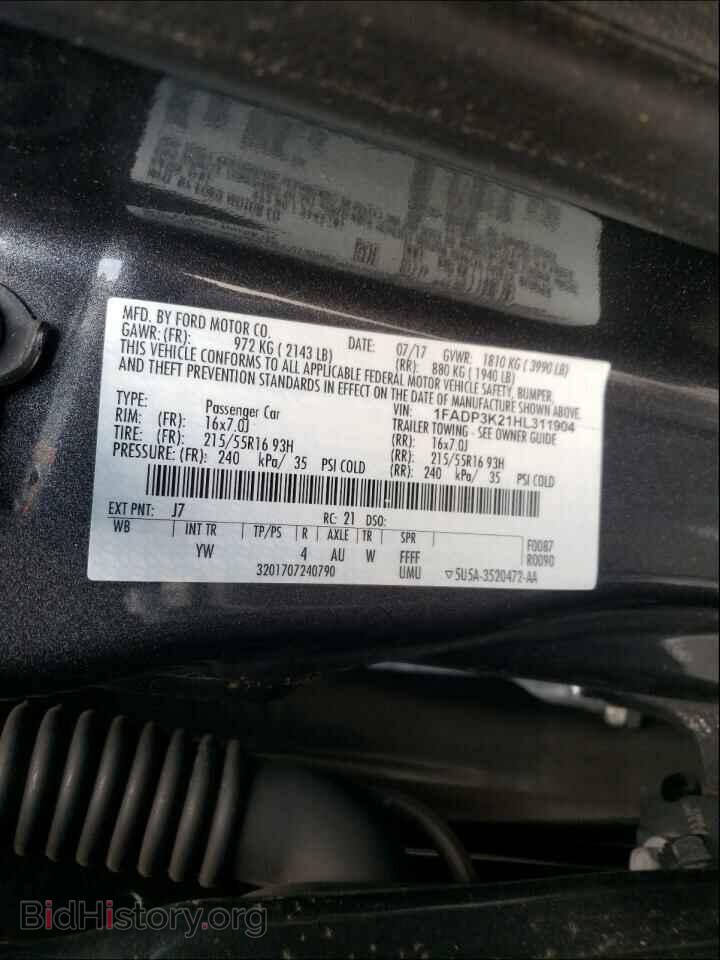 2017 FORD FOCUS - VIN: 1FADP3K21HL311904 - Фото 10
