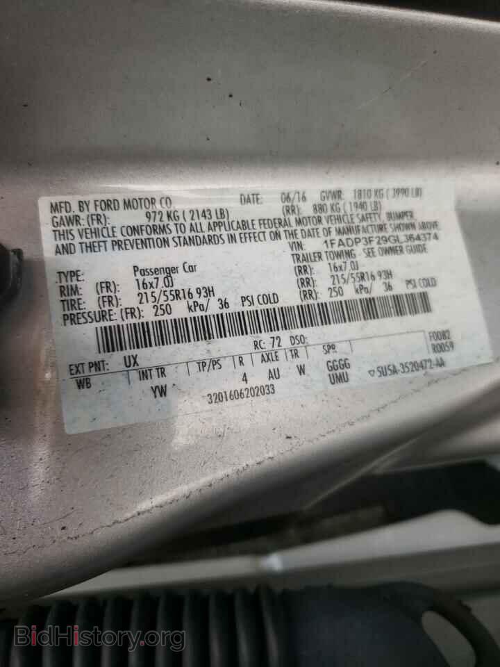 2016 FORD FOCUS - VIN: 1FADP3F29GL364374 - Фото 10