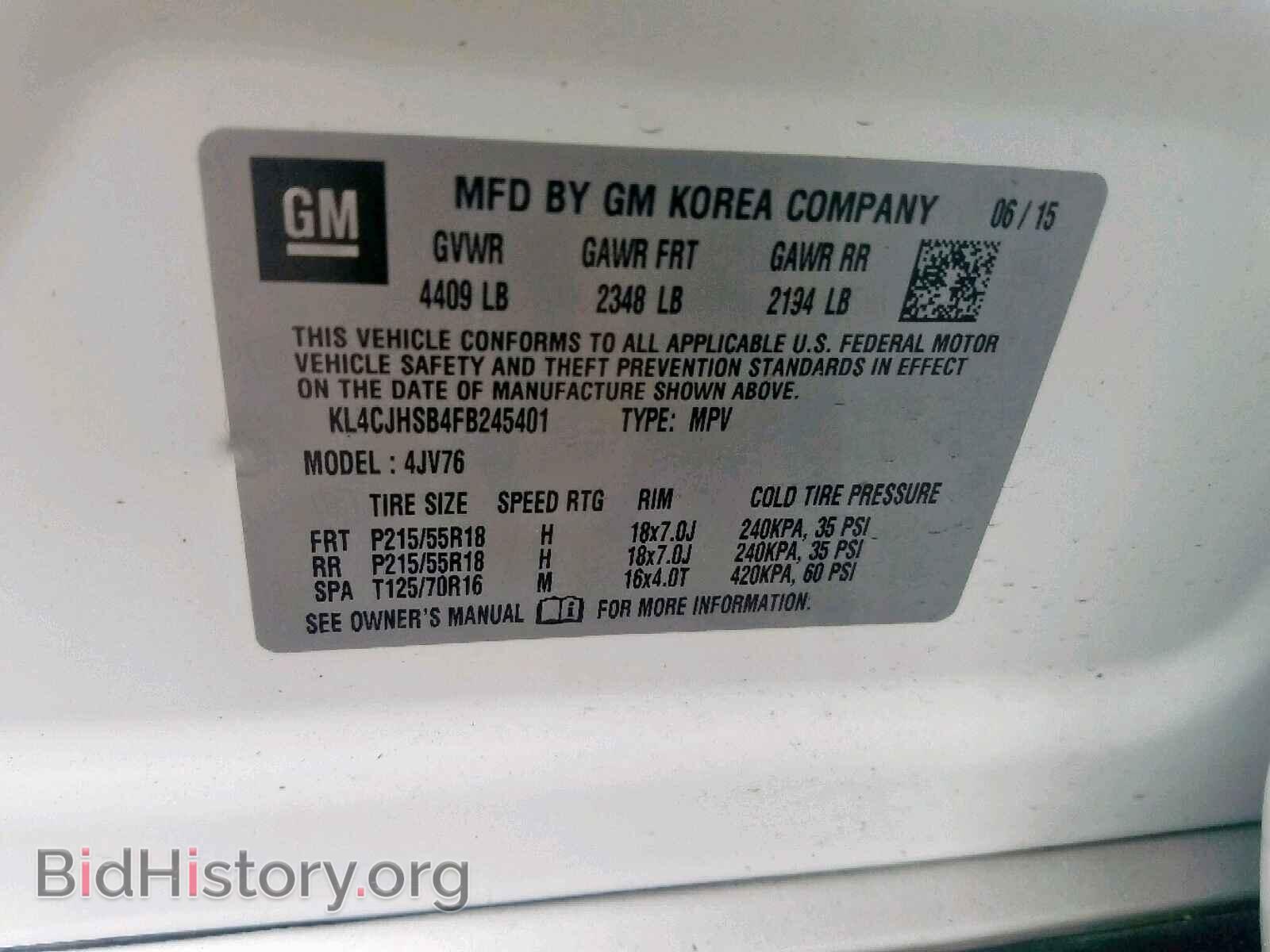 2015 BUICK ENCORE PRE - VIN: KL4CJHSB4FB245401 - Photo 10