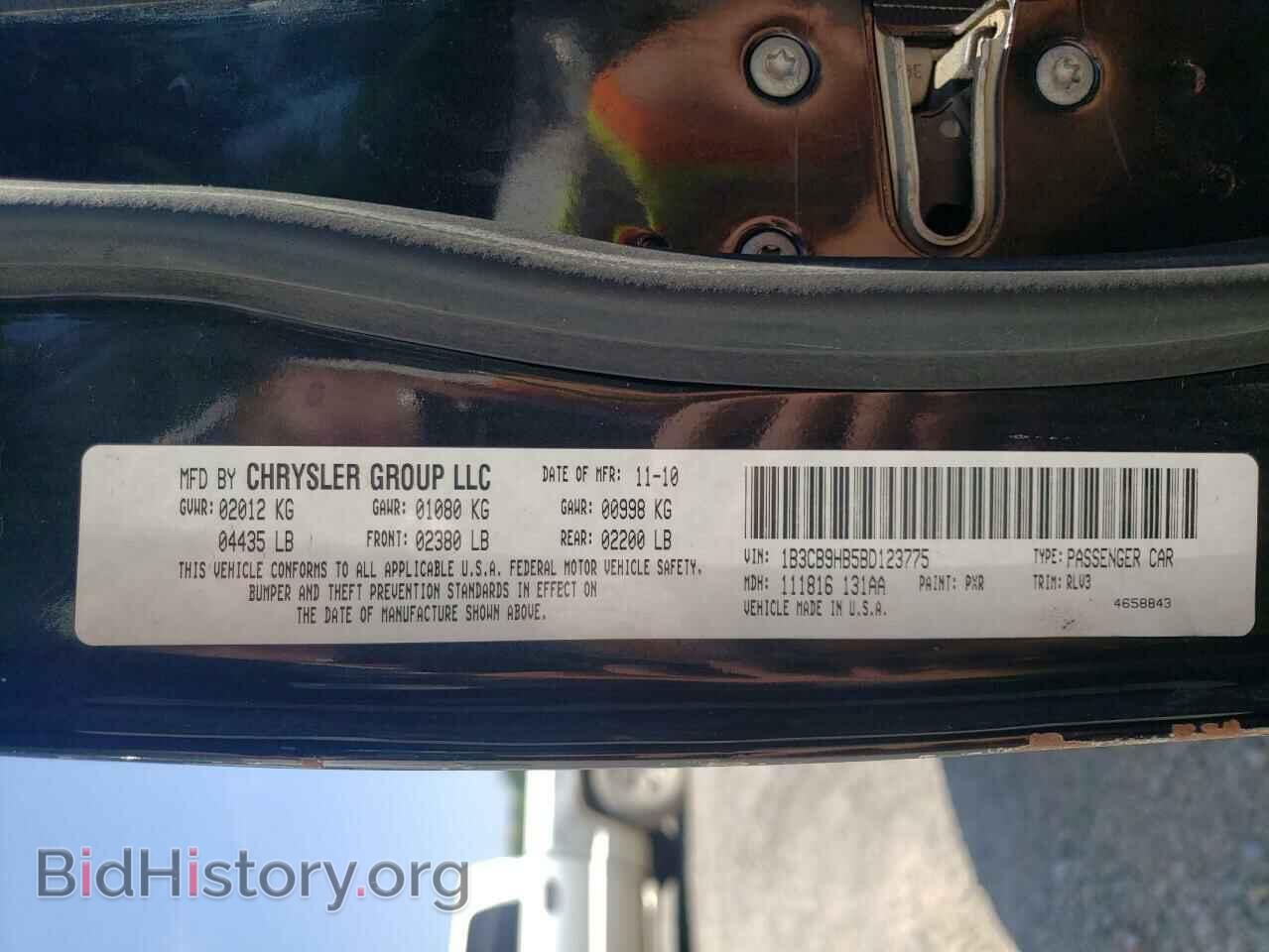 2011 DODGE CALIBER - VIN: 1B3CB9HB5BD123775 - Фото 10