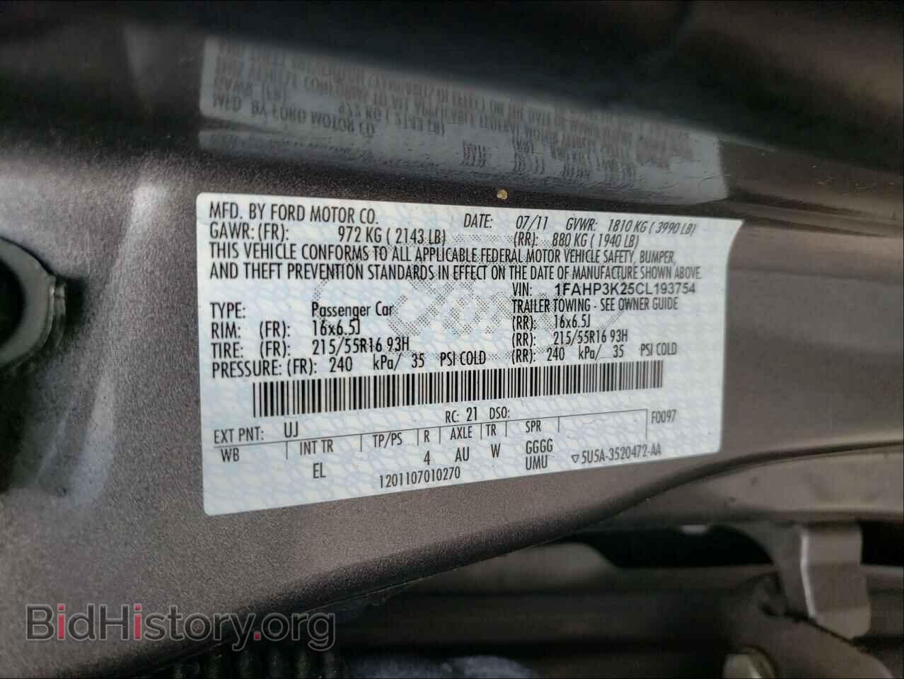 2012 FORD FOCUS - VIN: 1FAHP3K25CL193754 - Фото 10
