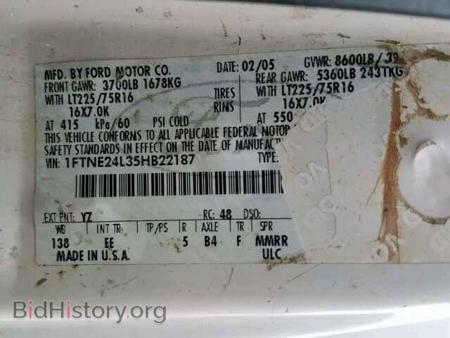 2005 FORD ECONOLINE - VIN: 1FTNE24L35HB22187 - Фото 10