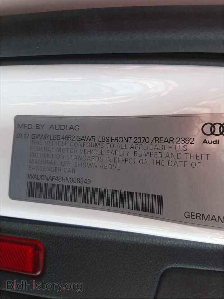 2017 AUDI A4 - VIN: WAUGNAF48HN058949 - Фото 10