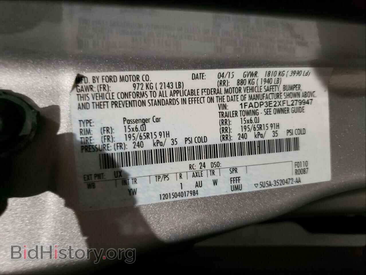 2015 FORD FOCUS - VIN: 1FADP3E2XFL279947 - Photo 10
