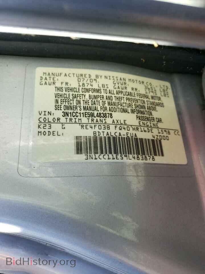 2009 NISSAN VERSA - VIN: 3N1CC11E59L483878 - Фото 10