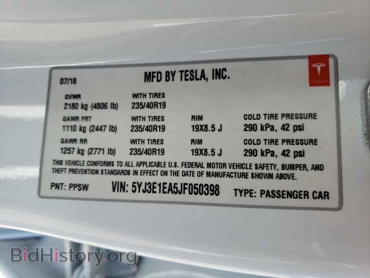 2018 TESLA MODEL 3 - VIN: 5YJ3E1EA5JF050398 - Photo 10