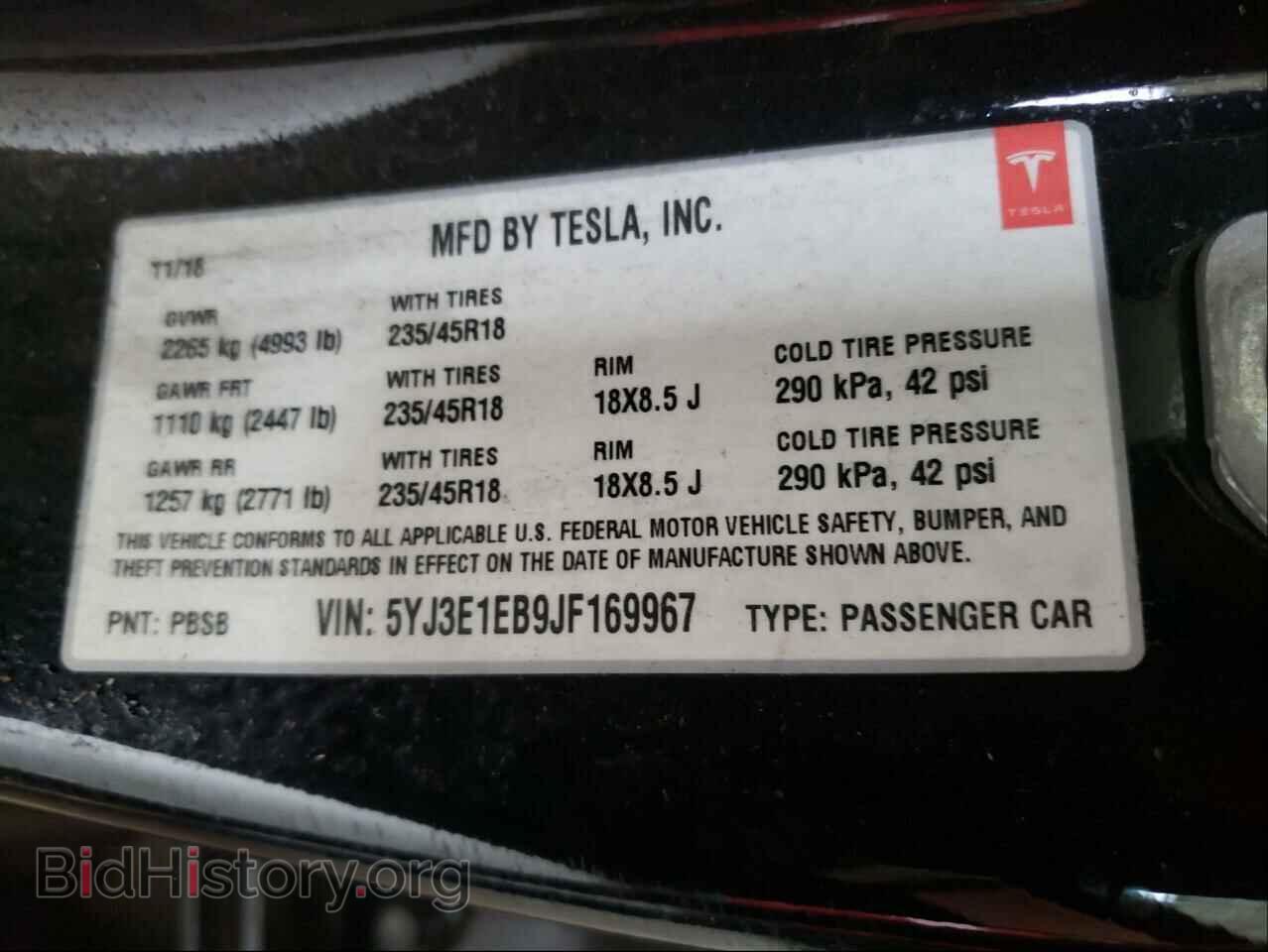 2018 TESLA MODEL 3 - VIN: 5YJ3E1EB9JF169967 - Photo 10