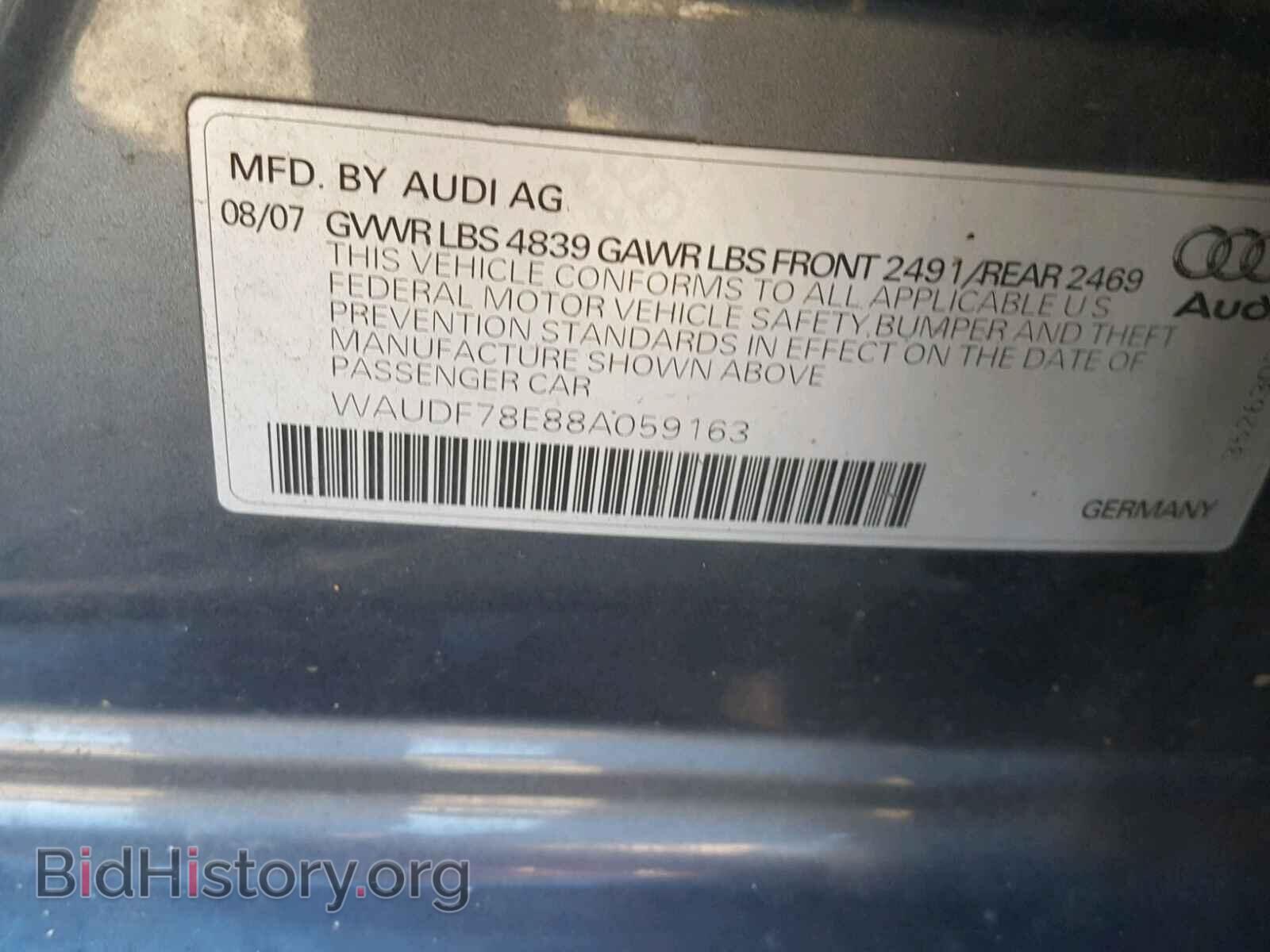 2008 AUDI A4 - VIN: WAUDF78E88A059163 - Фото 10