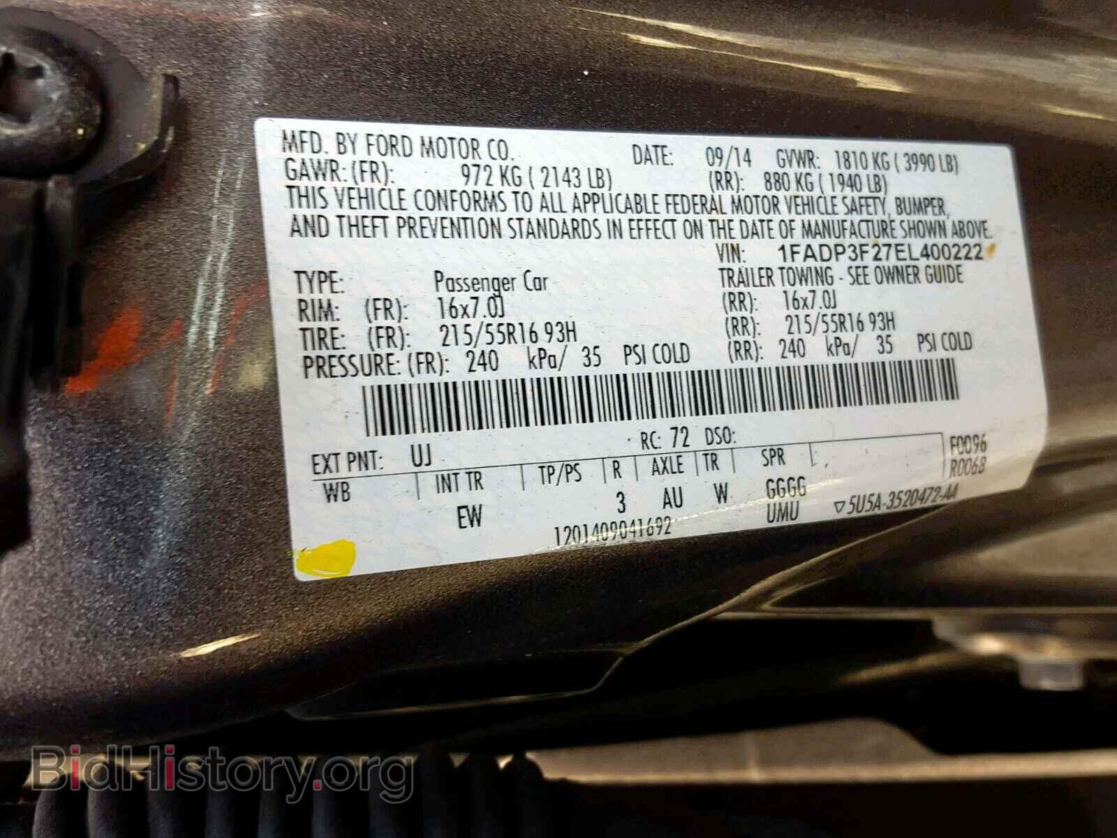 2014 FORD FOCUS SE - VIN: 1FADP3F27EL400222 - Фото 10