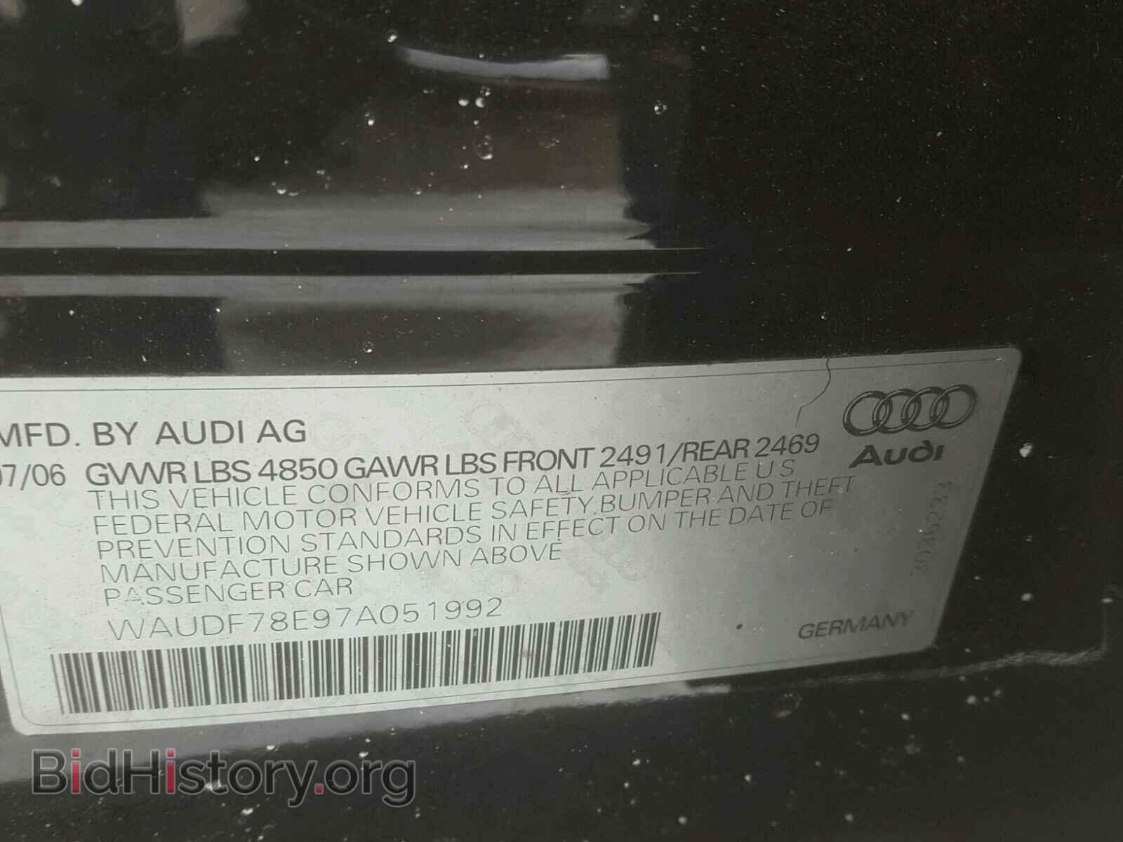 2007 AUDI A4 - VIN: WAUDF78E97A051992 - Фото 10