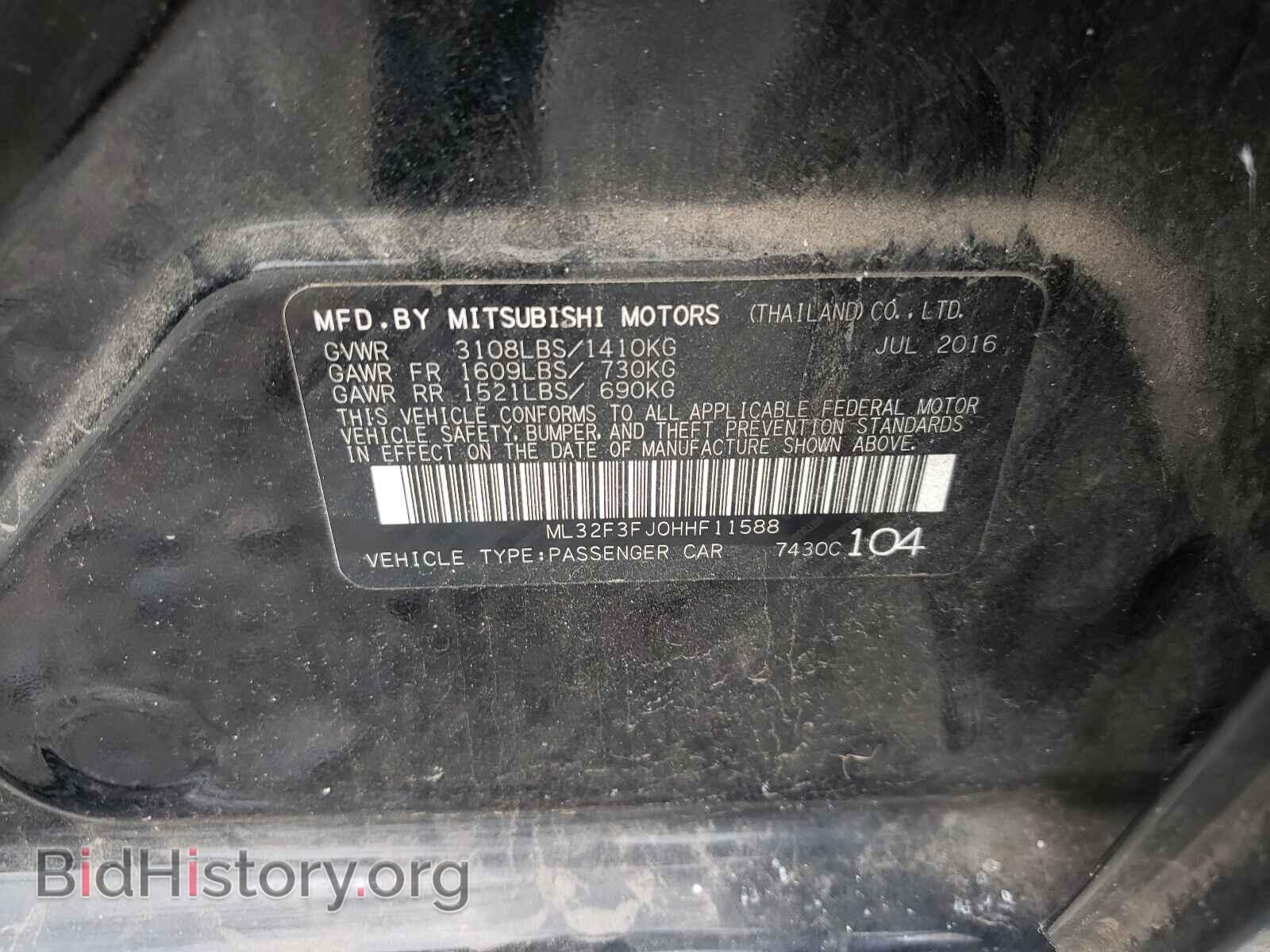 2017 MITSUBISHI MIRAGE - VIN: ML32F3FJ0HHF11588 - Фото 10