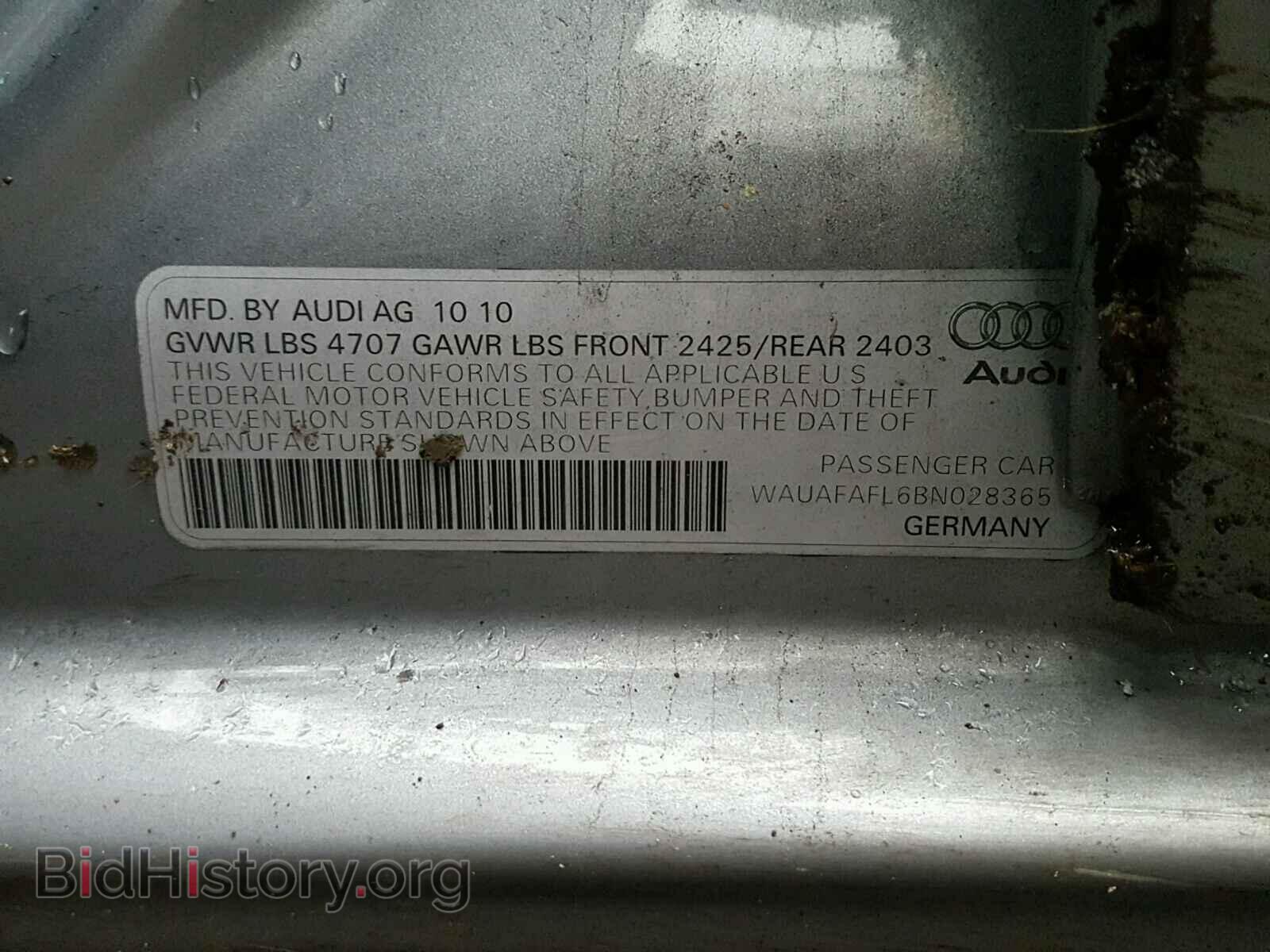 2011 AUDI A4 - VIN: WAUAFAFL6BN028365 - Photo 10