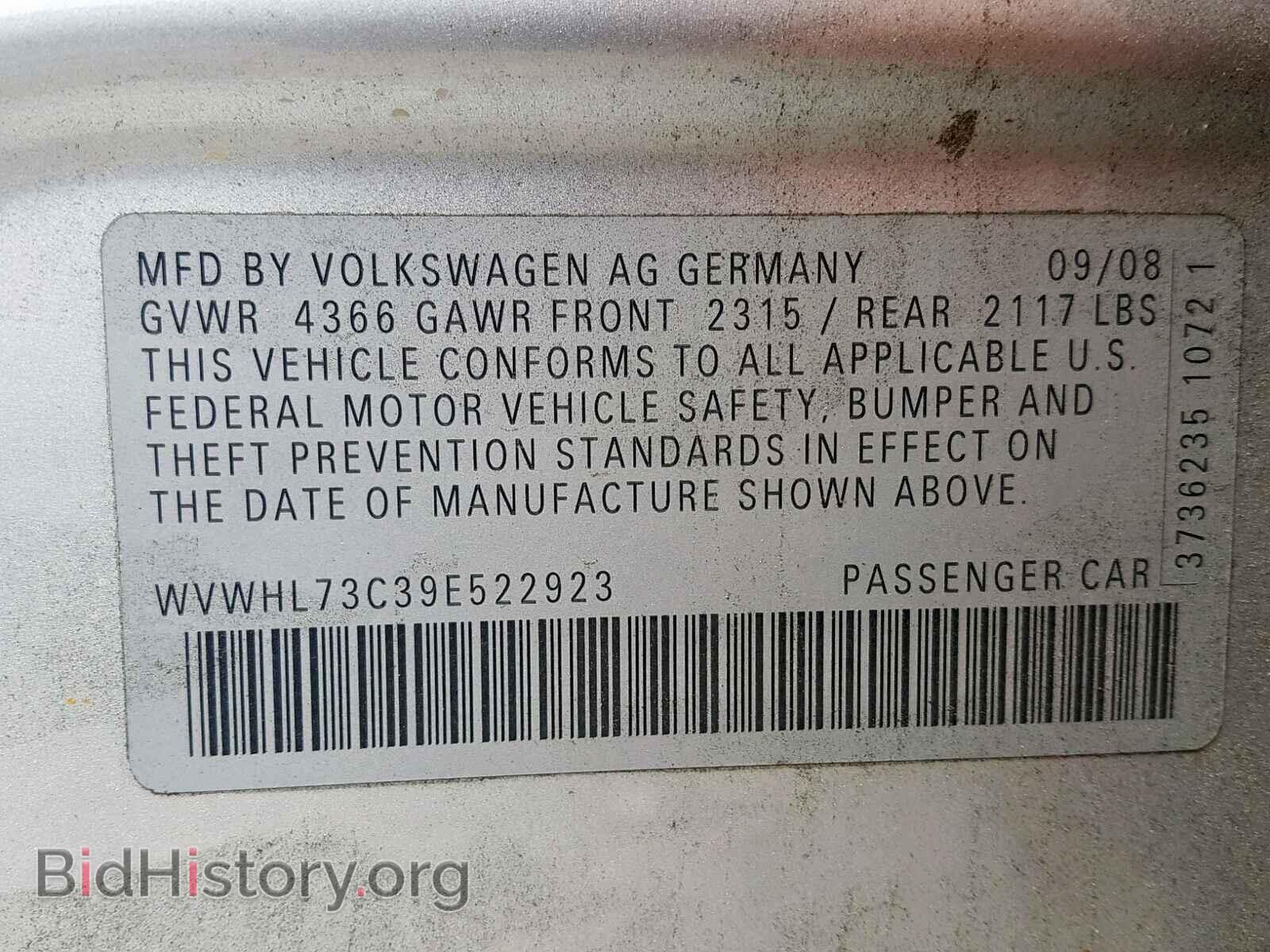 2009 VOLKSWAGEN CC - VIN: WVWHL73C39E522923 - Фото 10