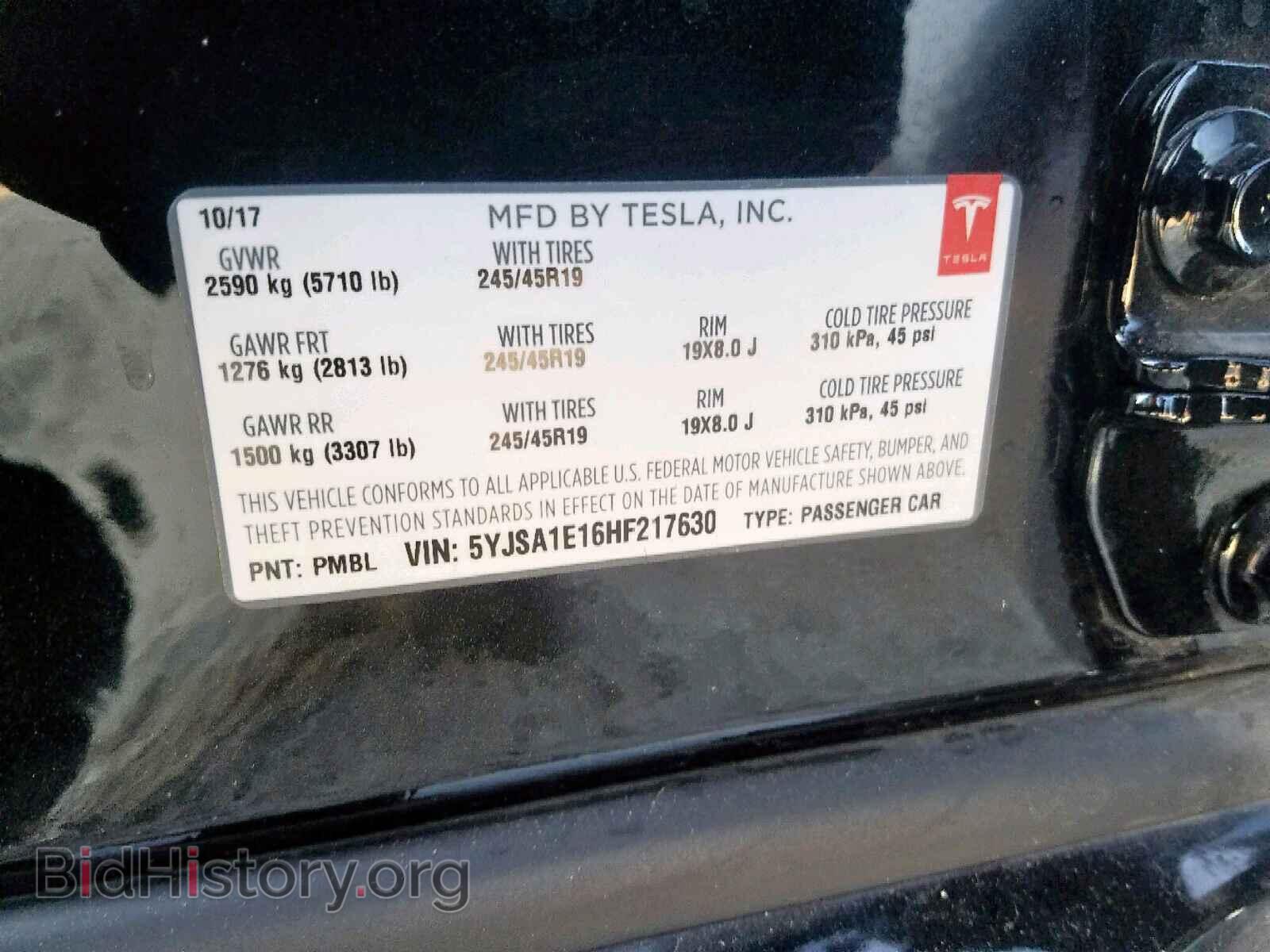 2017 TESLA MODEL S - VIN: 5JYSA1E16HF217630 - Photo 10