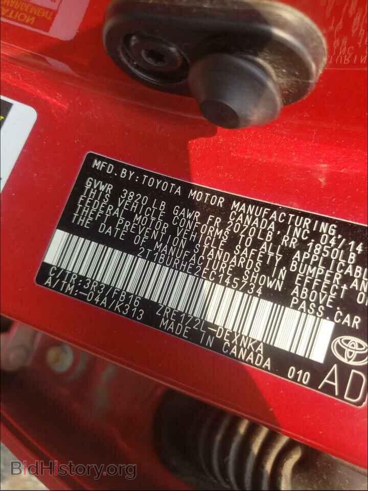 2014 TOYOTA COROLLA - VIN: 2T1BURHE2EC145734 - Фото 10