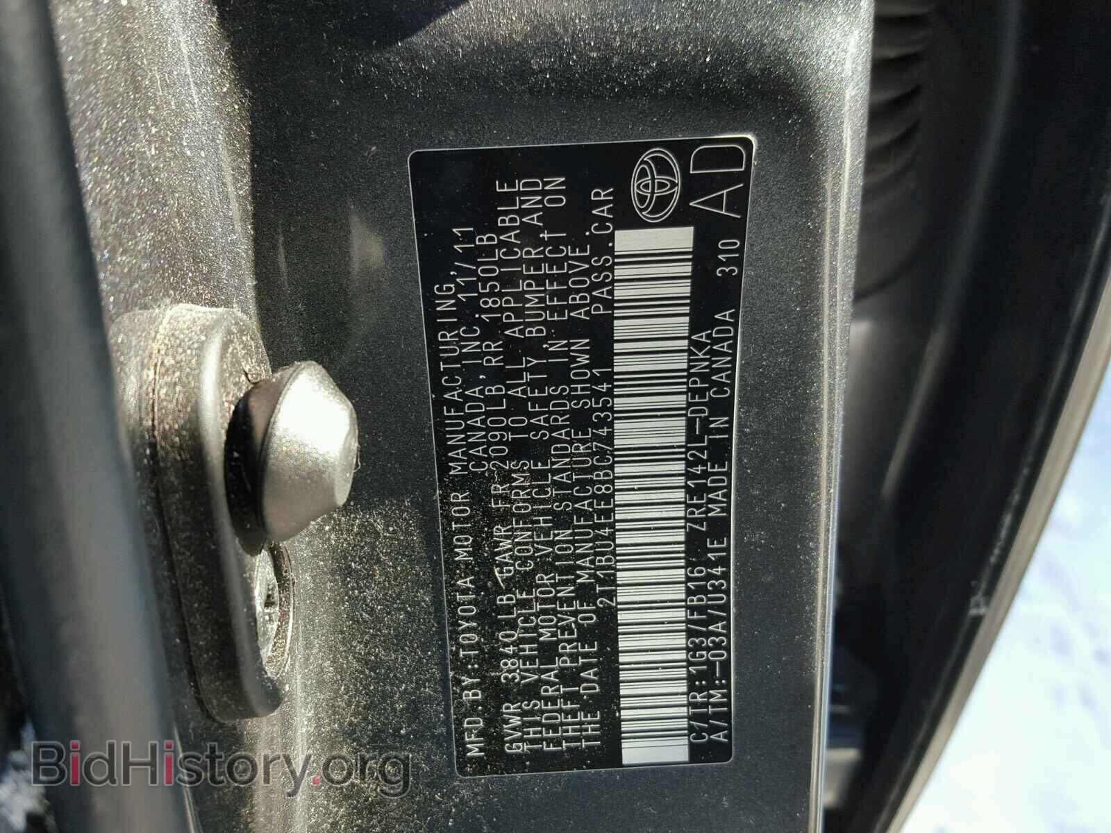 2011 TOYOTA COROLLA BA - VIN: 2T1BU4EE8BC743541 - Фото 10