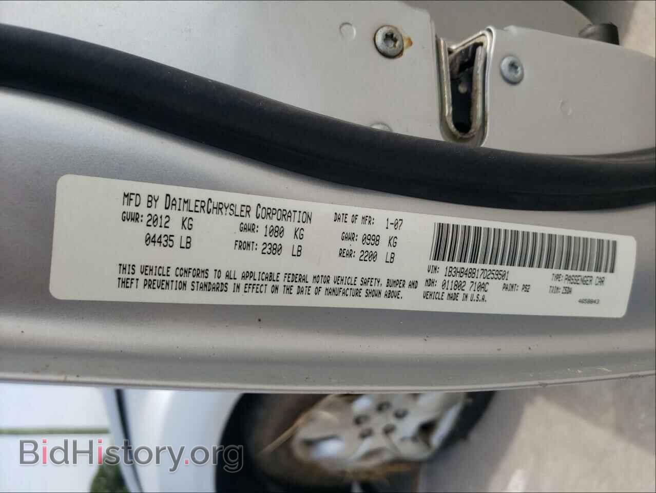 2007 DODGE CALIBER - VIN: 1B3HB48B17D259501 - Фото 10
