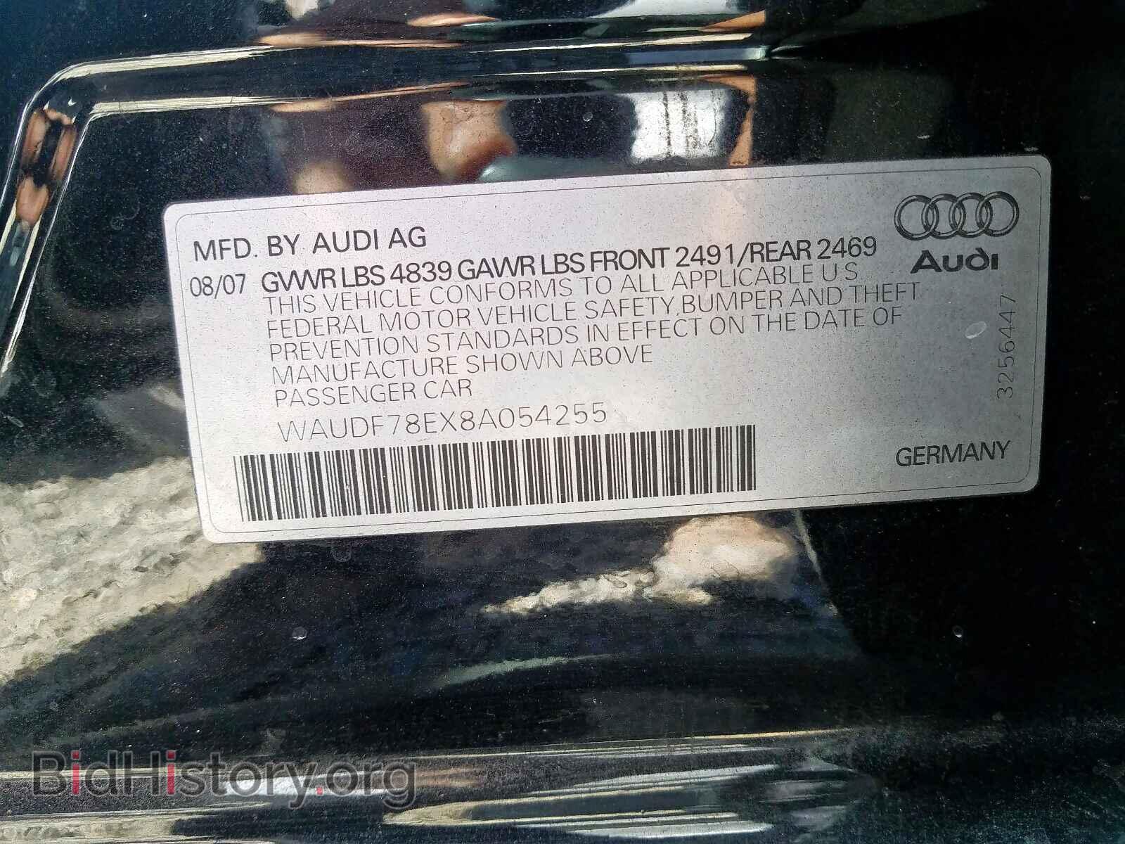 2008 AUDI A4 - VIN: WAUDF78EX8A054255 - Фото 10