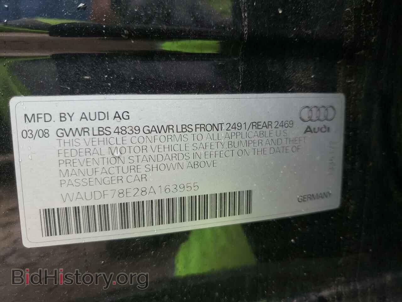 2008 AUDI A4 - VIN: WAUDF78E28A163955 - Фото 10