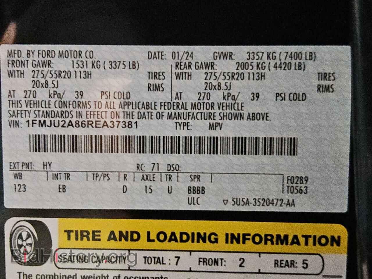 2024 FORD EXPEDITION - VIN: 1FMJU2A86REA37381 - Фото 14