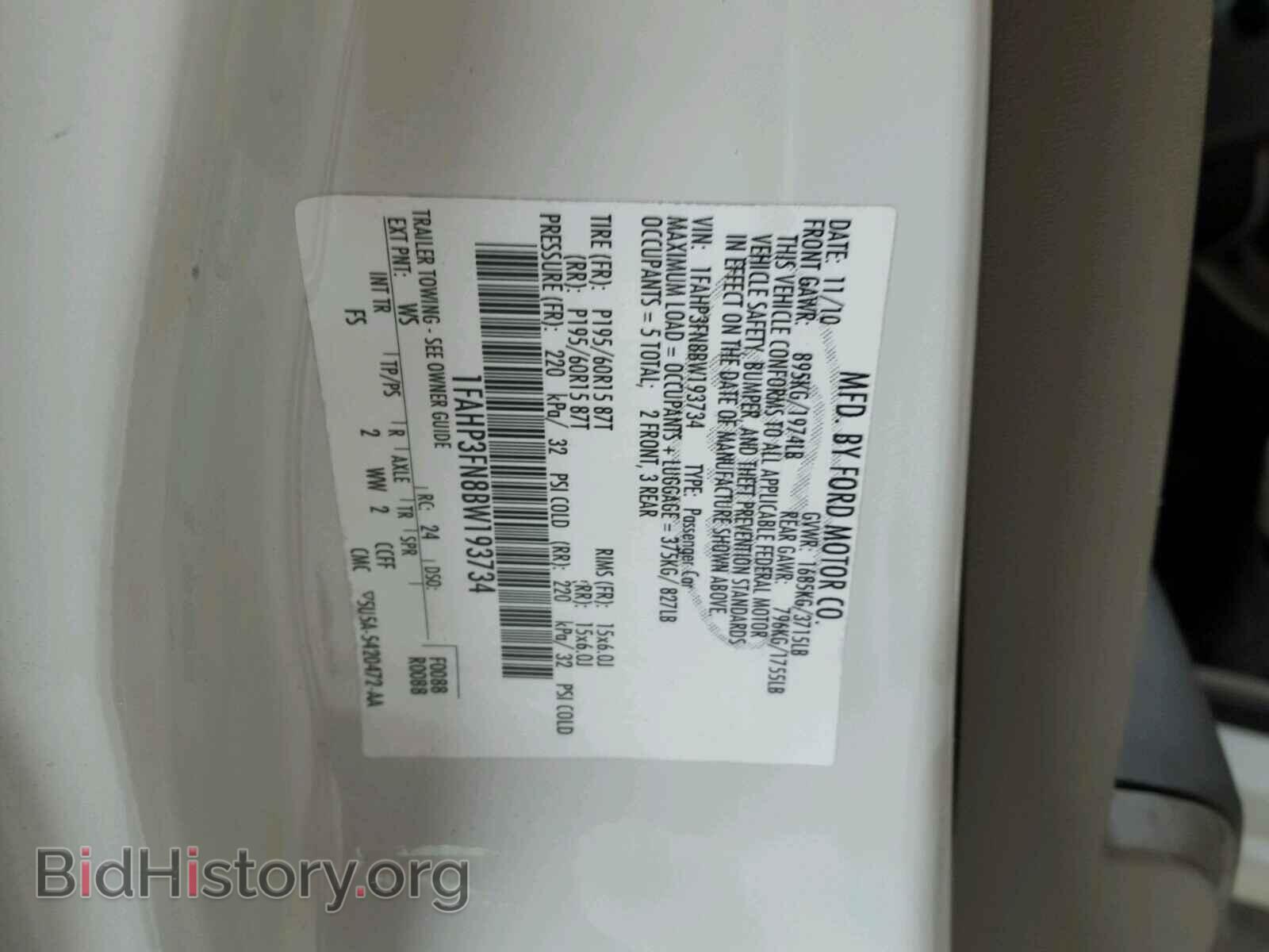 2011 FORD FOCUS - VIN: 1FAHP3FN8BW193734 - Фото 10