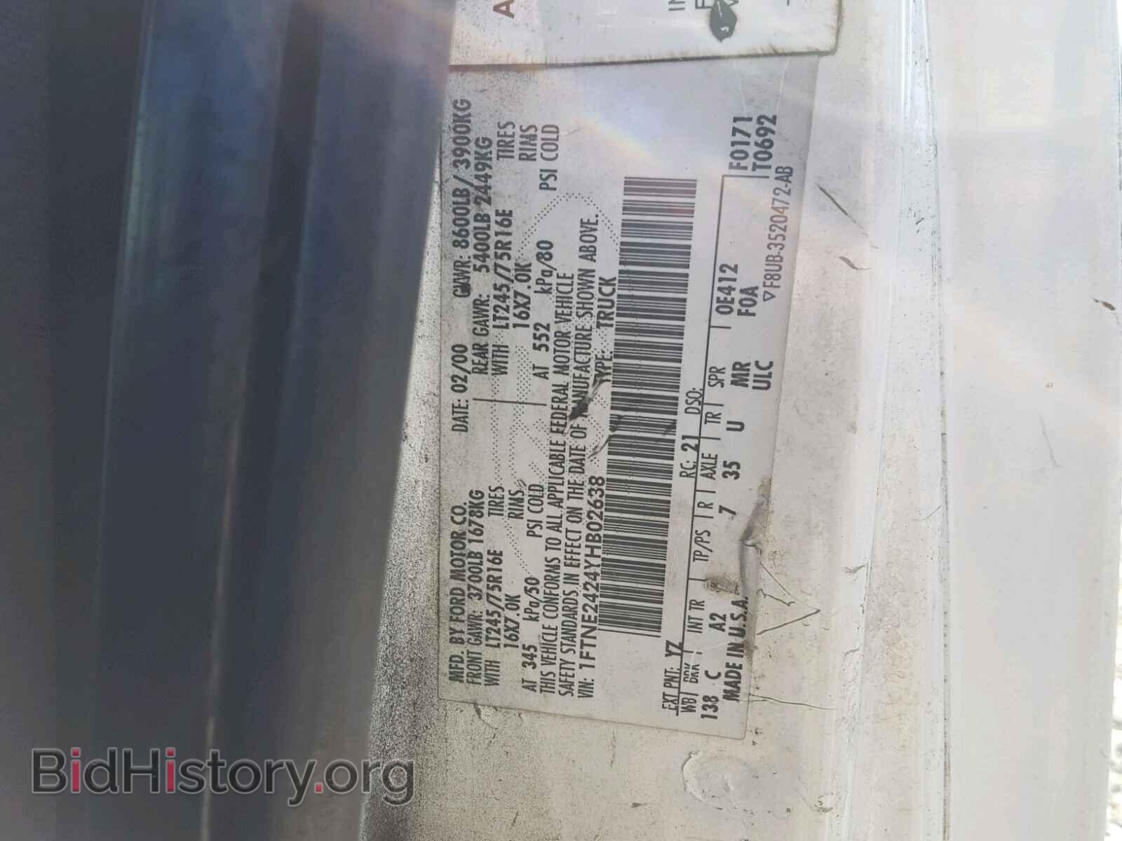 2000 FORD ECONOLINE - VIN: 1FTNE2424YHB02638 - Photo 10