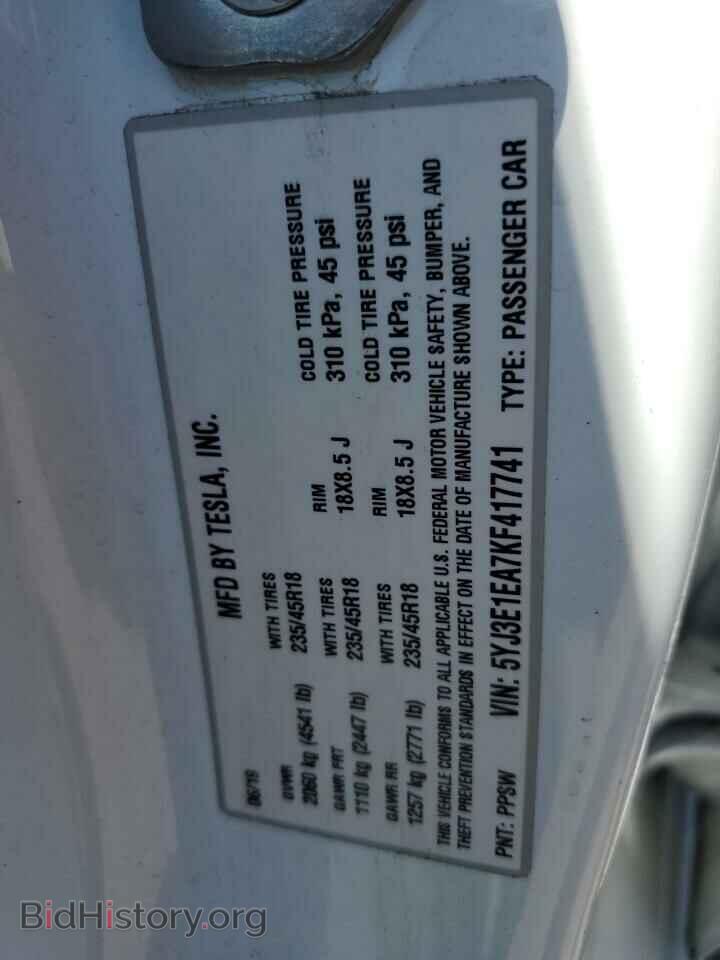 2019 TESLA MODEL 3 - VIN: 5YJ3E1EA7KF417741 - Фото 13