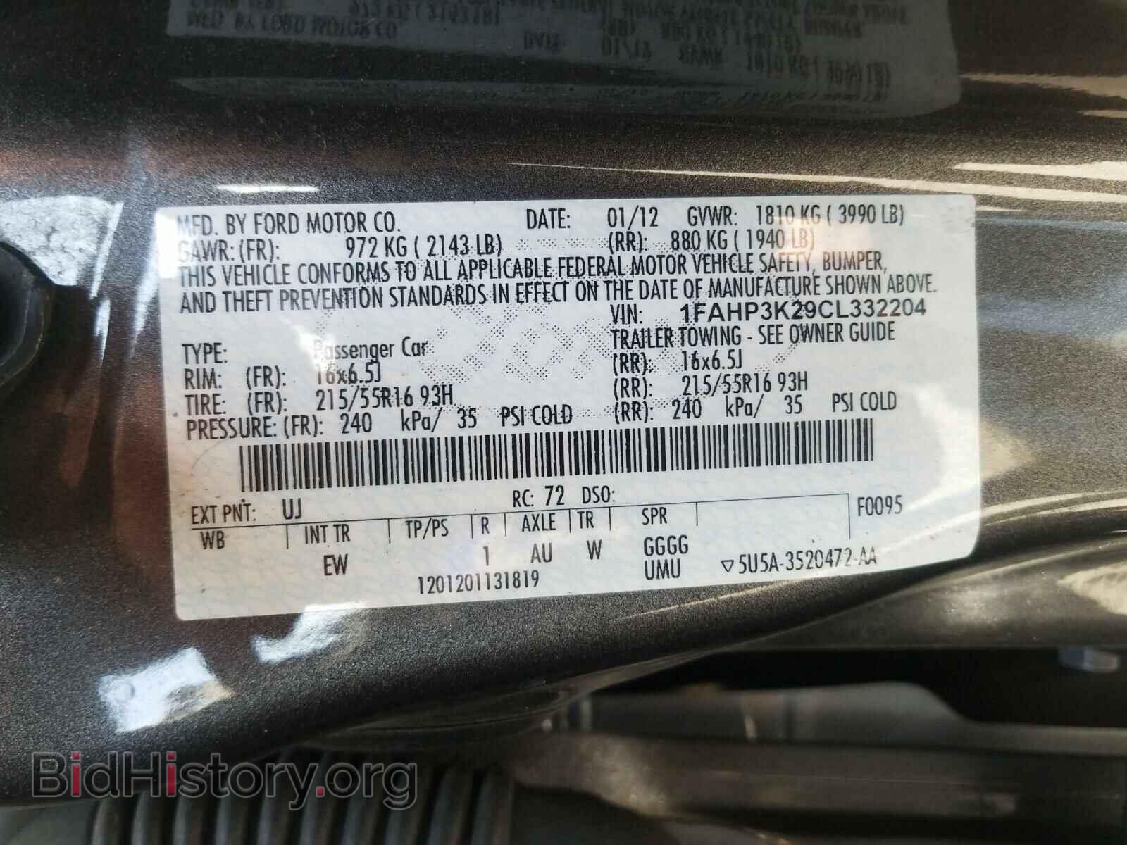2012 FORD FOCUS - VIN: 1FAHP3K29CL332204 - Фото 10