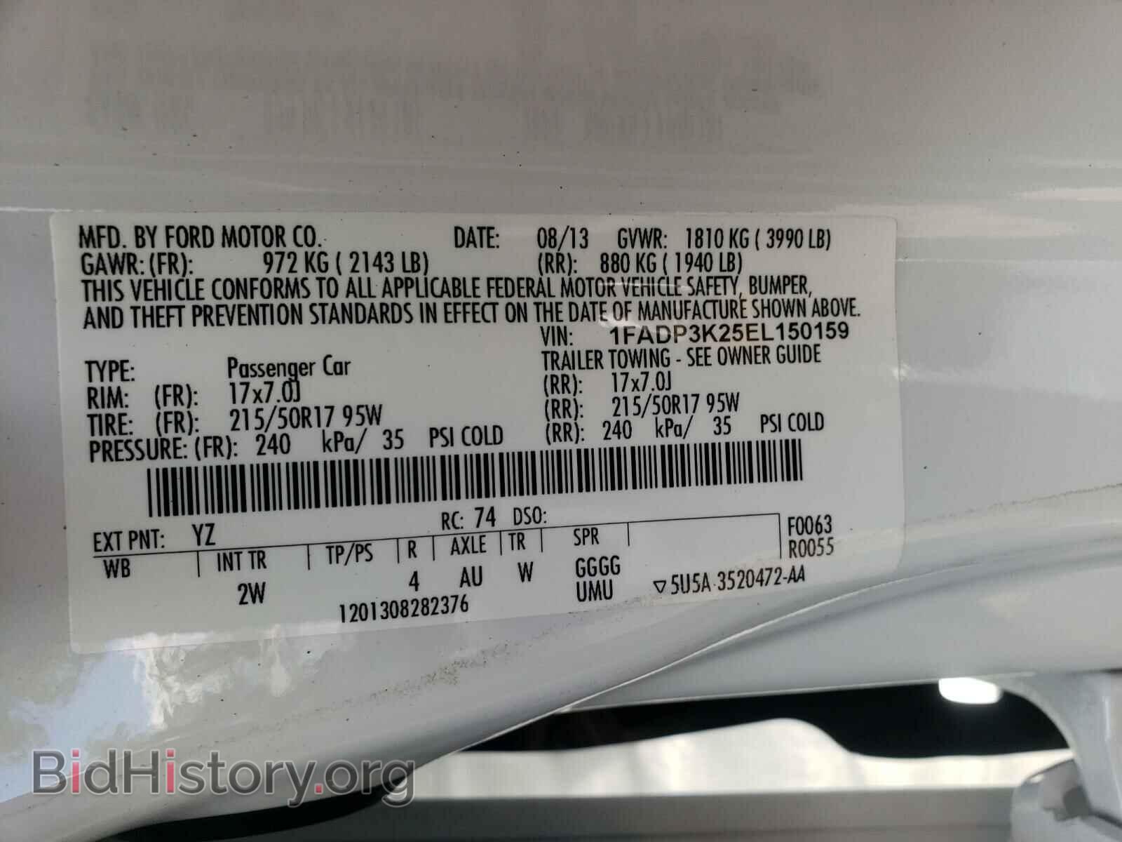 2014 FORD FOCUS - VIN: 1FADP3K25EL150159 - Фото 10