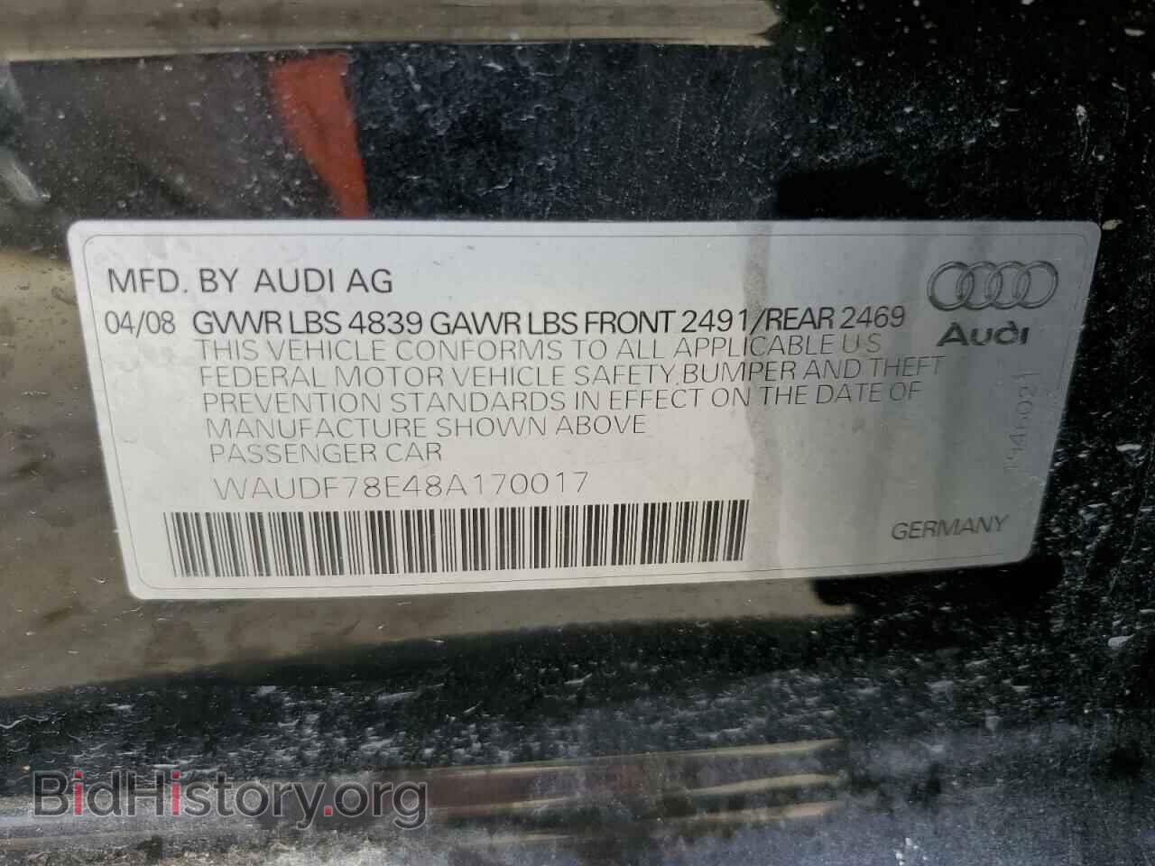 2008 AUDI A4 - VIN: WAUDF78E48A170017 - Фото 12