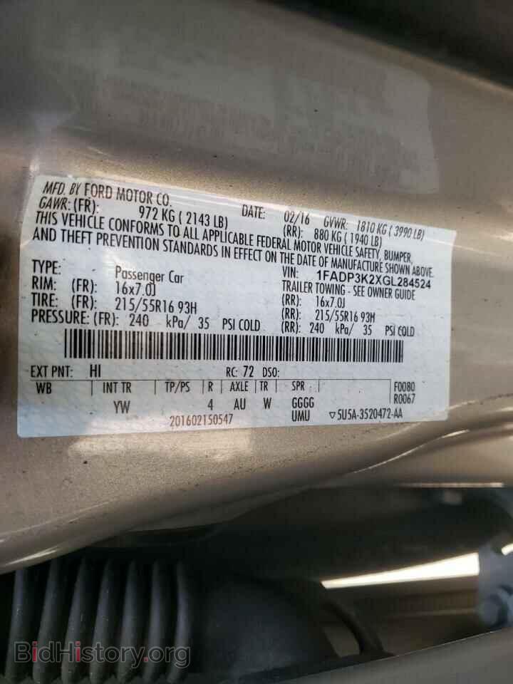 2016 FORD FOCUS - VIN: 1FADP3K2XGL284524 - Фото 10