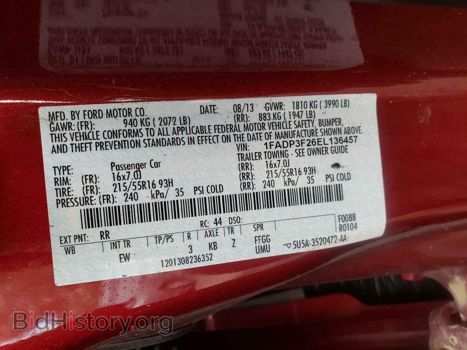2014 FORD FOCUS - VIN: 1FADP3F26EL136457 - Фото 10