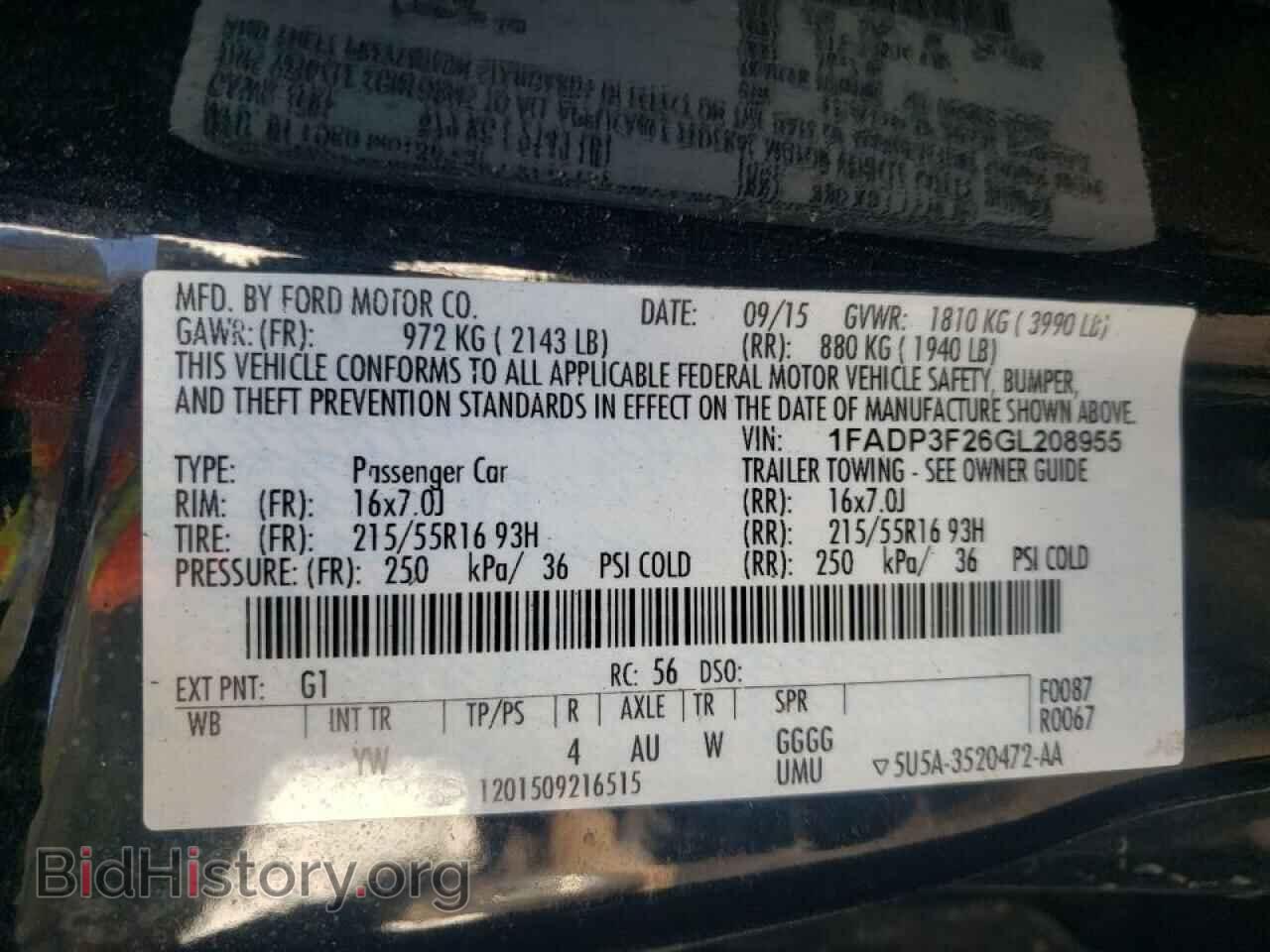 2016 FORD FOCUS - VIN: 1FADP3F26GL208955 - Фото 10