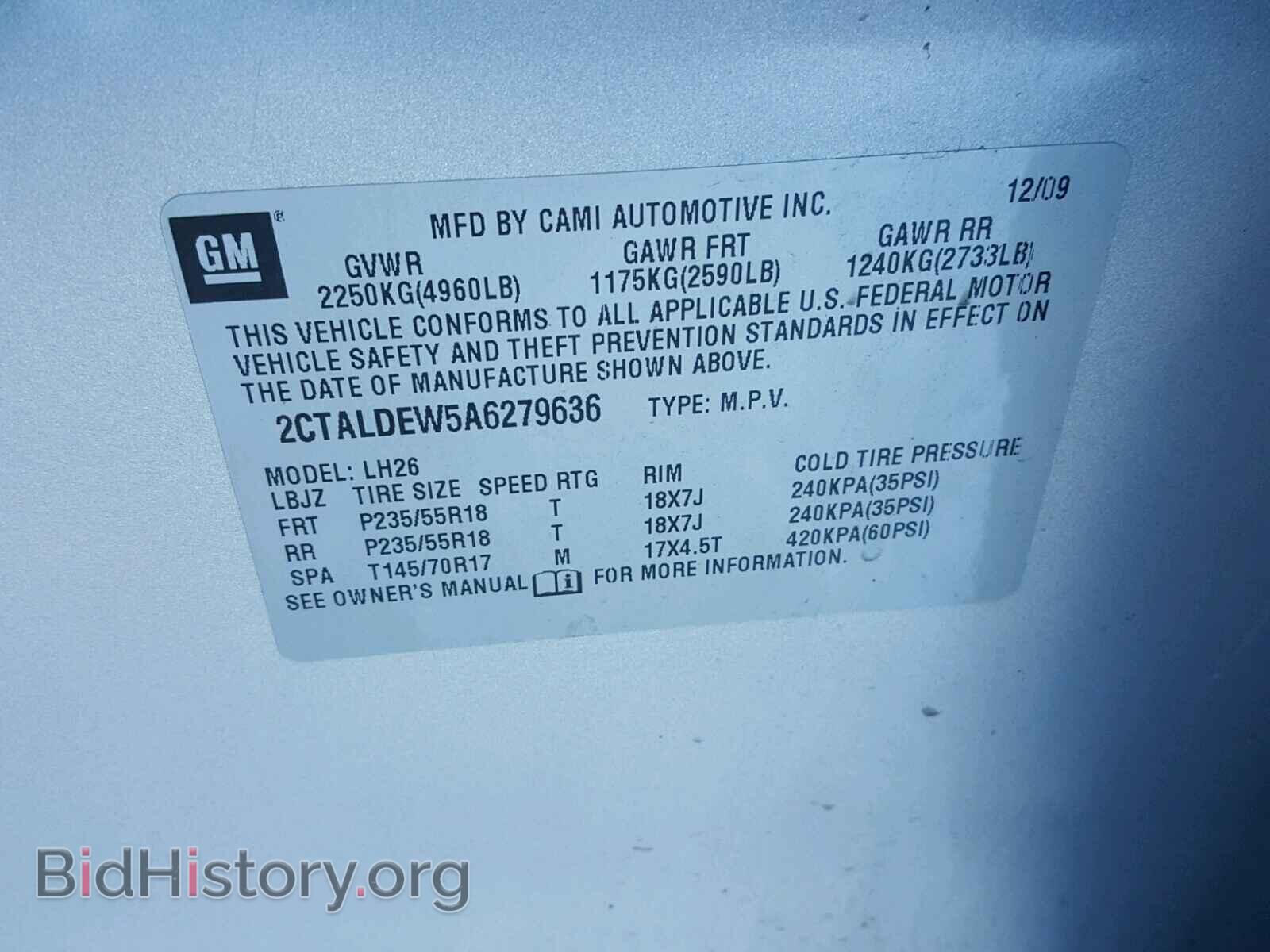 2010 GMC TERRAIN - VIN: 2CTALDEW5A6279636 - Photo 10