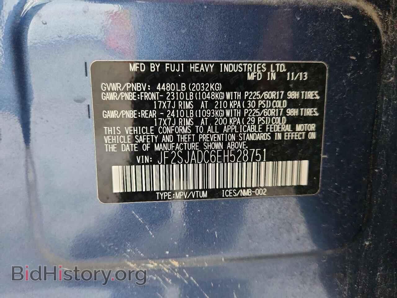 2014 SUBARU FORESTER - VIN: JF2SJADC6EH528751 - Фото 14