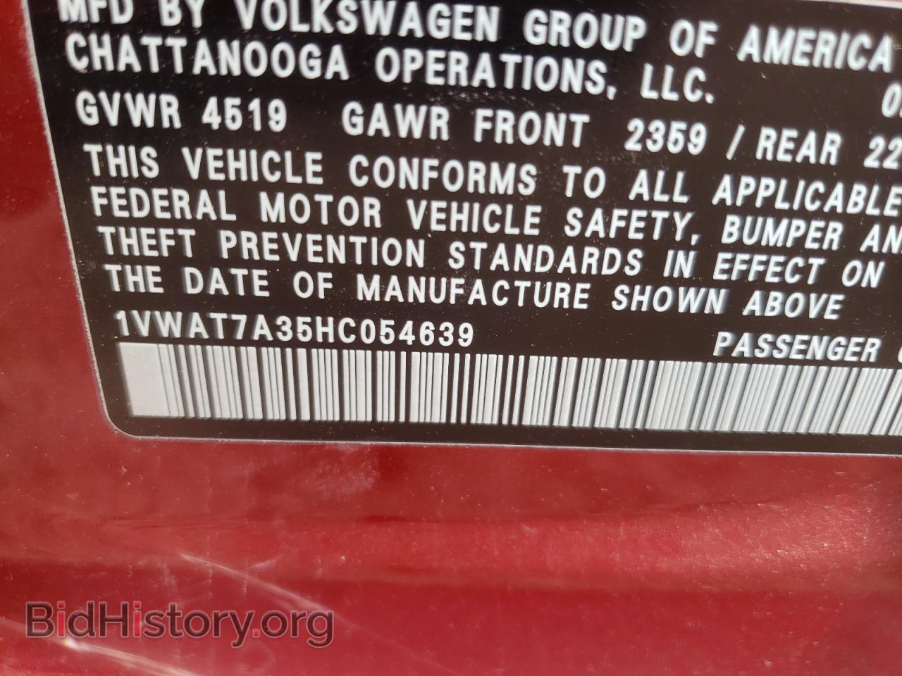 2017 VOLKSWAGEN PASSAT - VIN: 1VWAT7A35HC054639 - Фото 10