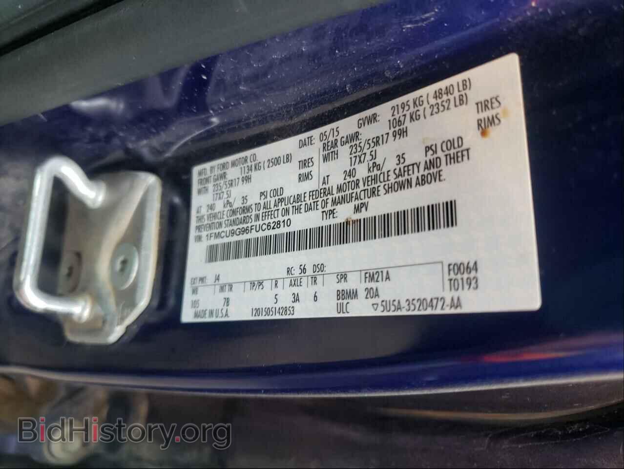 2015 FORD ESCAPE - VIN: 1FMCU9G96FUC62810 - Фото 10