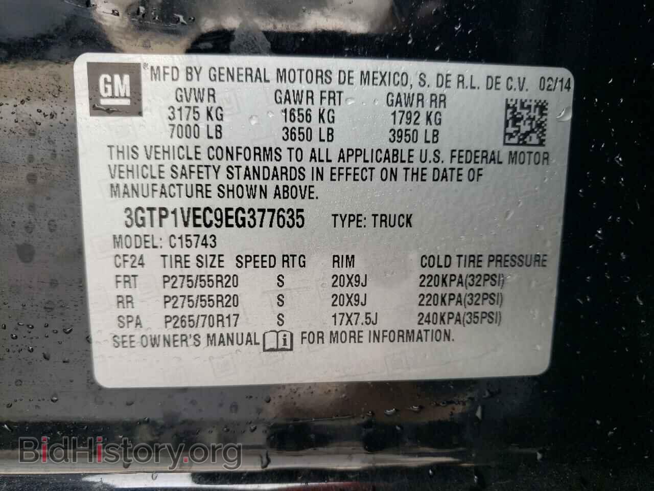 2014 GMC SIERRA - VIN: 3GTP1VEC9EG377635 - Фото 12