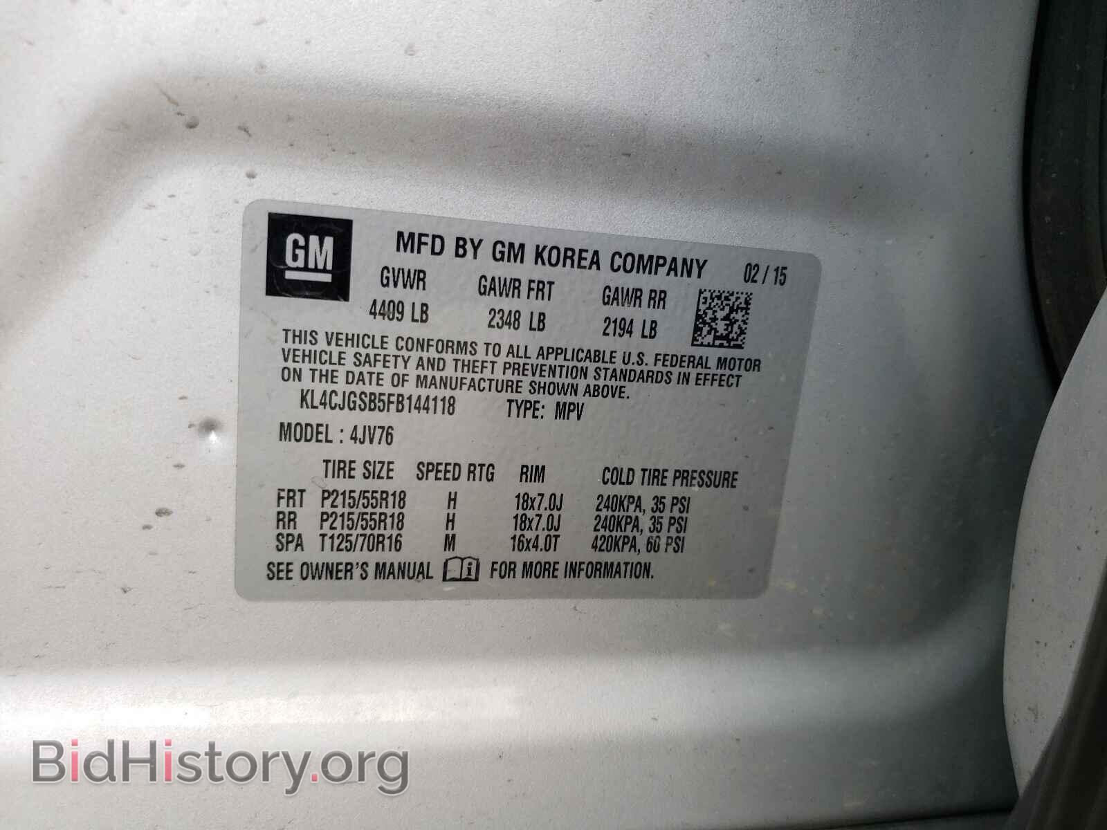 2015 BUICK ENCORE - VIN: KL4CJGSB5FB144118 - Photo 10