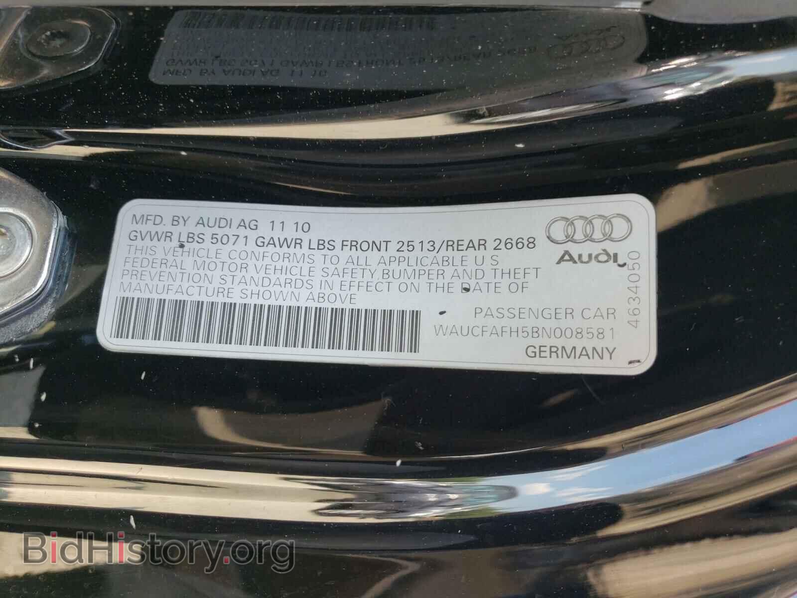 2011 AUDI A5 - VIN: WAUCFAFH5BN008581 - Фото 10