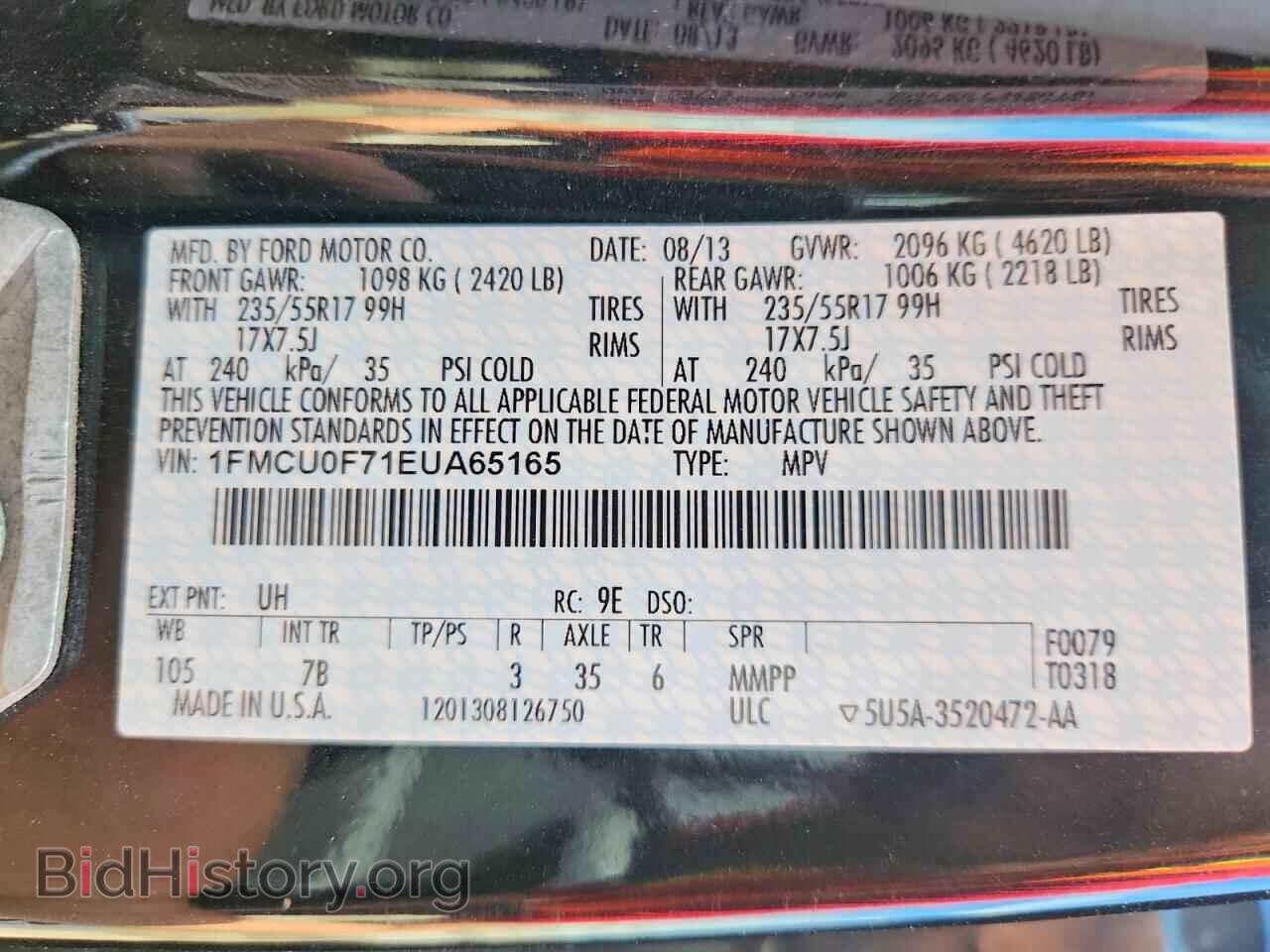 2014 FORD ESCAPE - VIN: 1FMCU0F71EUA65165 - Photo 13