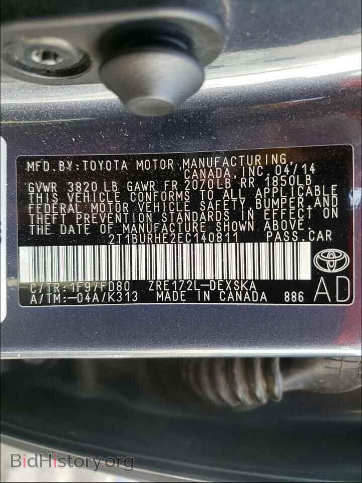 2014 TOYOTA COROLLA - VIN: 2T1BURHE2EC140811 - Фото 10