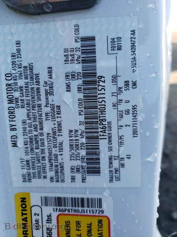 2018 FORD ALL Models - VIN: 1FA6P8TH0J5115729 - Фото 12