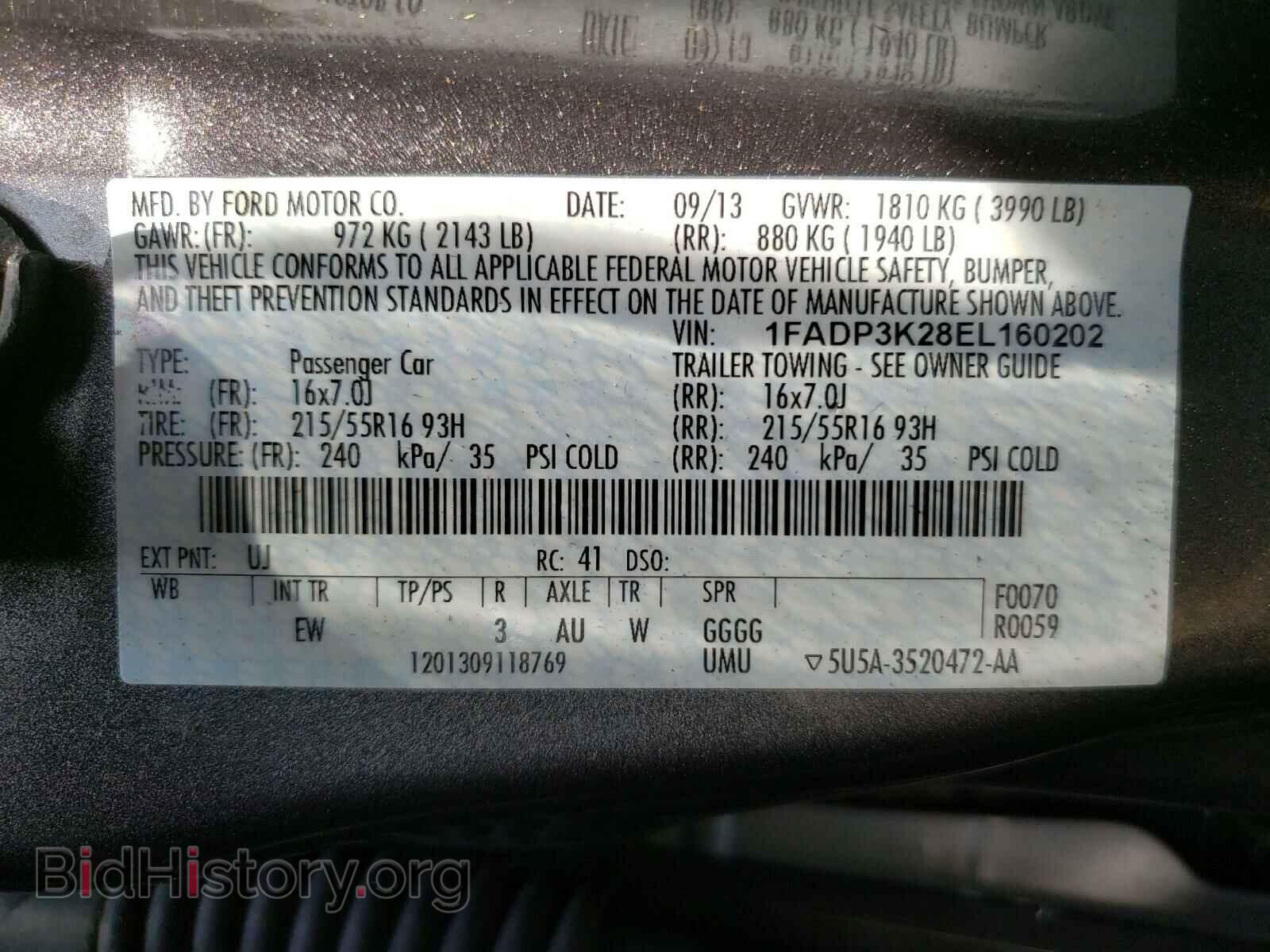2014 FORD FOCUS - VIN: 1FADP3K28EL160202 - Фото 10