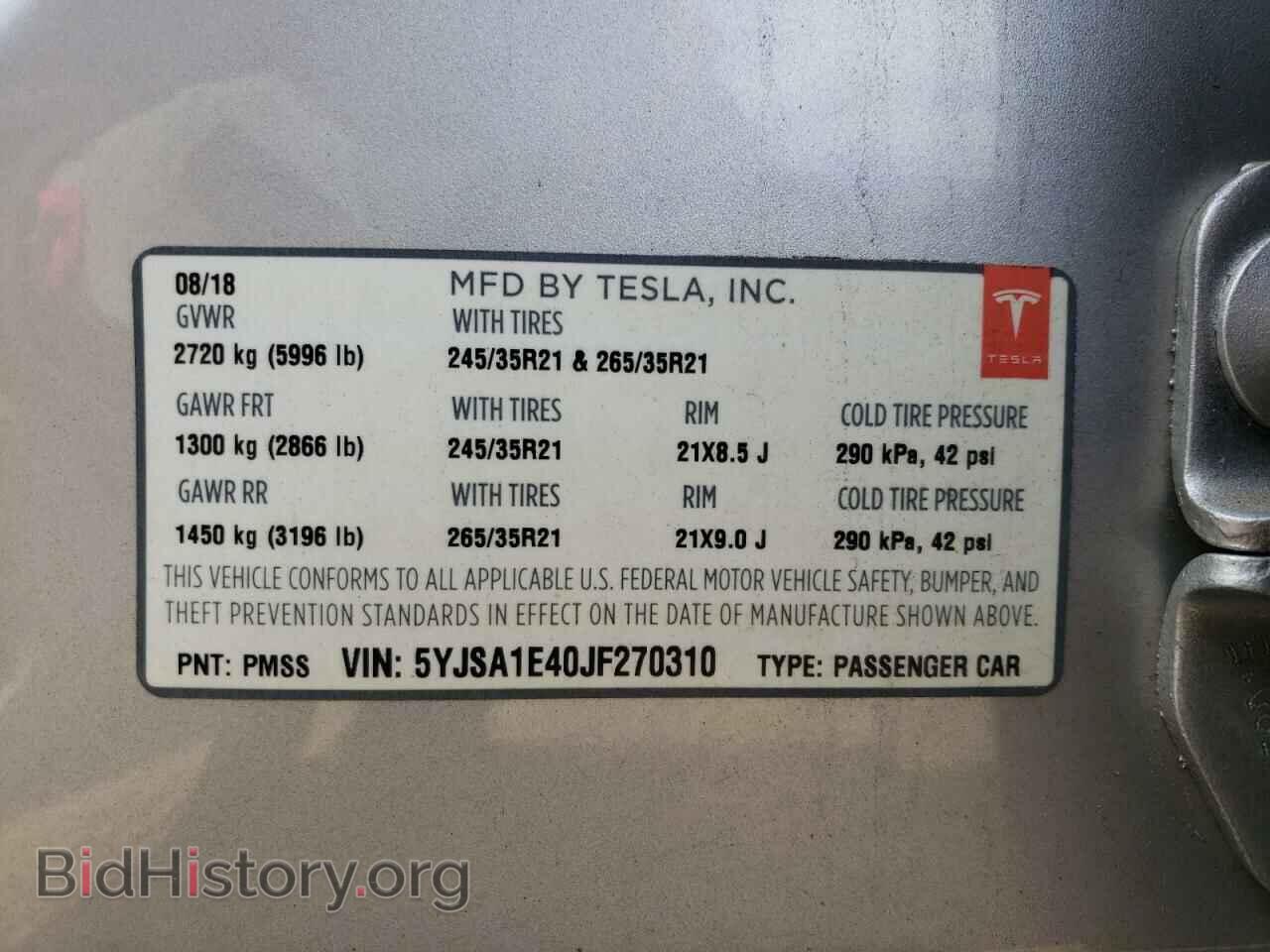 2018 TESLA MODEL S - VIN: 5YJSA1E40JF270310 - Photo 13