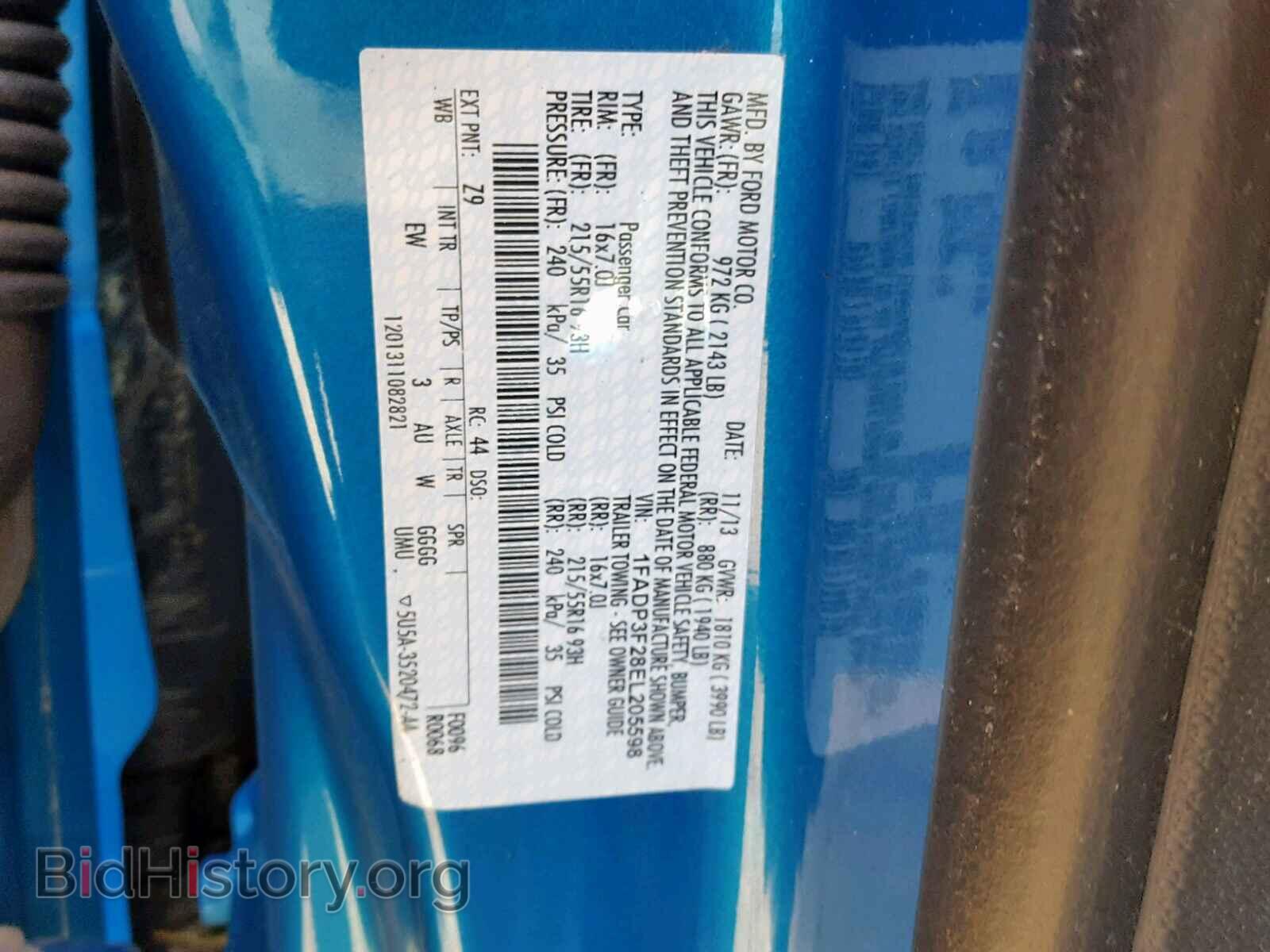 2014 FORD FOCUS SE - VIN: 1FADP3F28EL205598 - Фото 10
