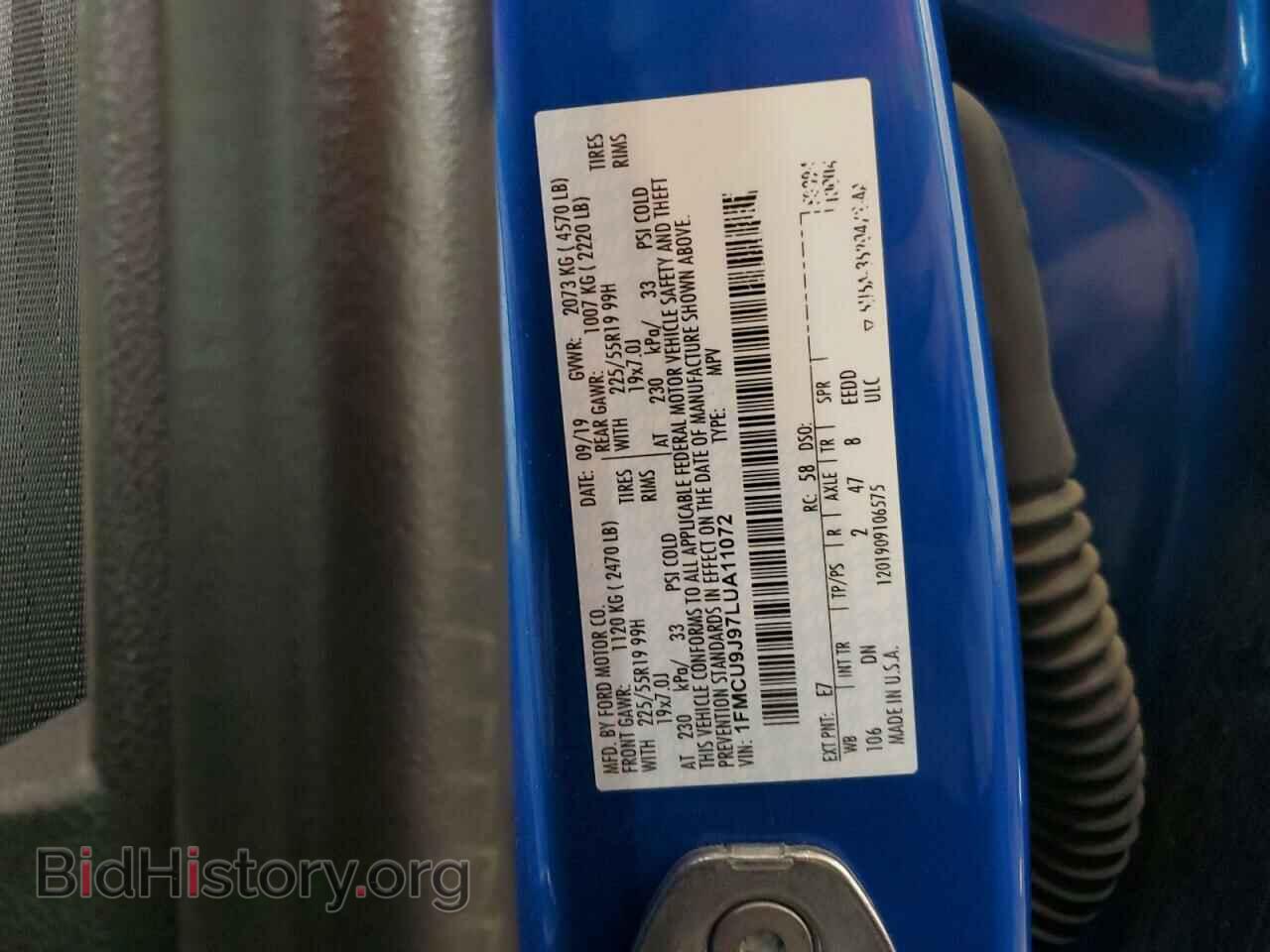2020 FORD ESCAPE - VIN: 1FMCU9J97LUA11072 - Photo 12