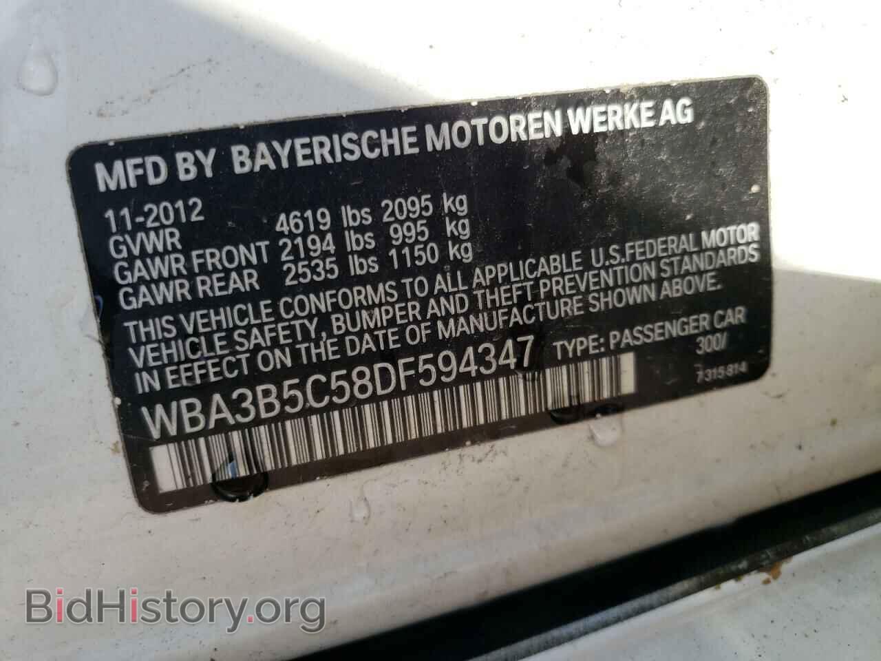 2013 BMW 3 SERIES - VIN: WBA3B5C58DF594347 - Фото 10