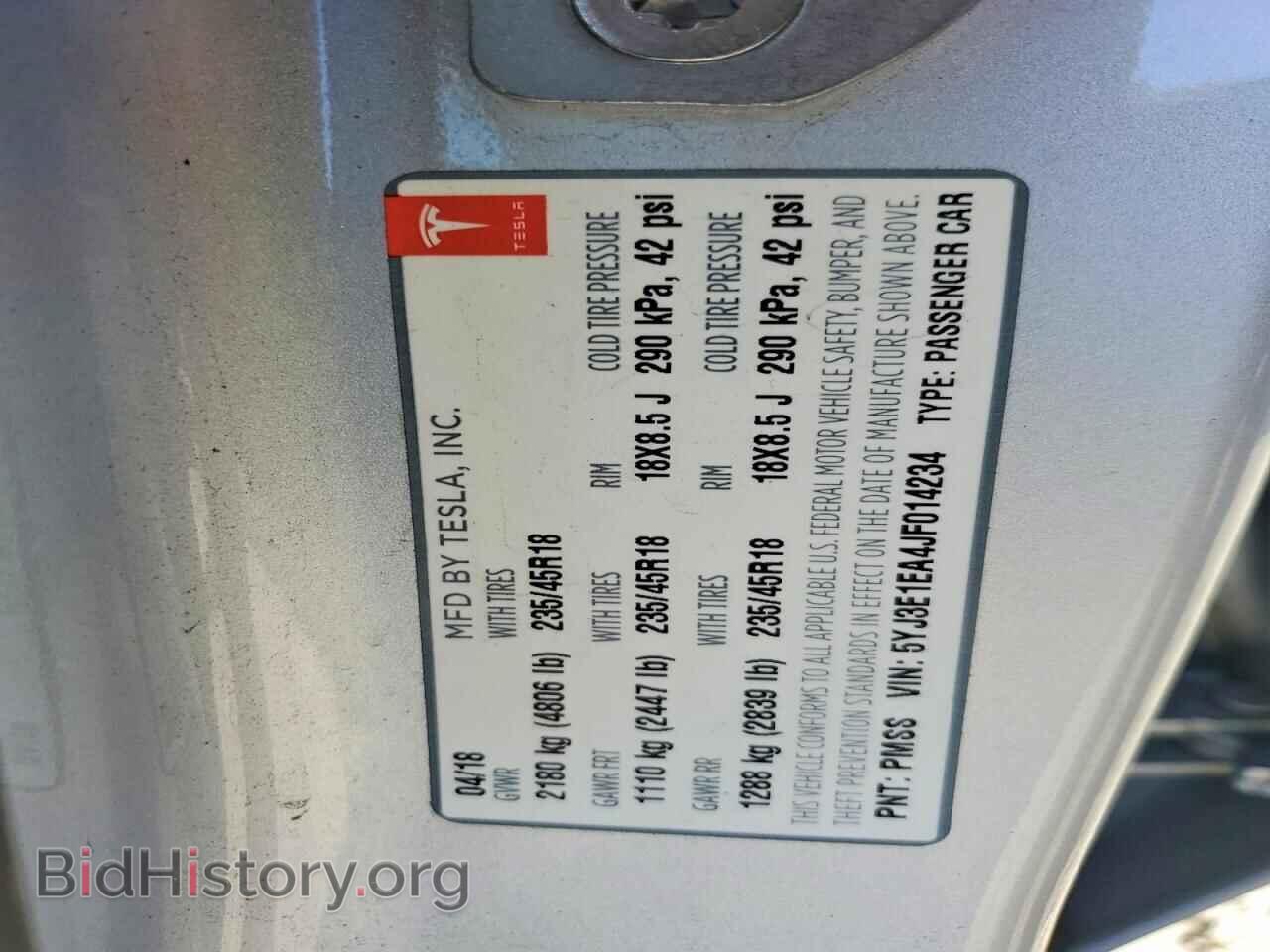 2018 TESLA MODEL 3 - VIN: 5YJ3E1EA4JF014234 - Фото 12