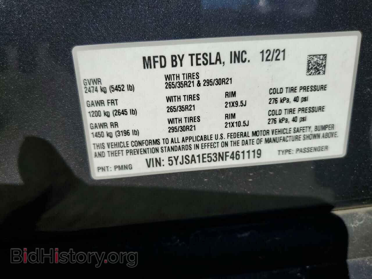 2022 TESLA MODEL S - VIN: 5YJSA1E53NF461119 - Photo 12